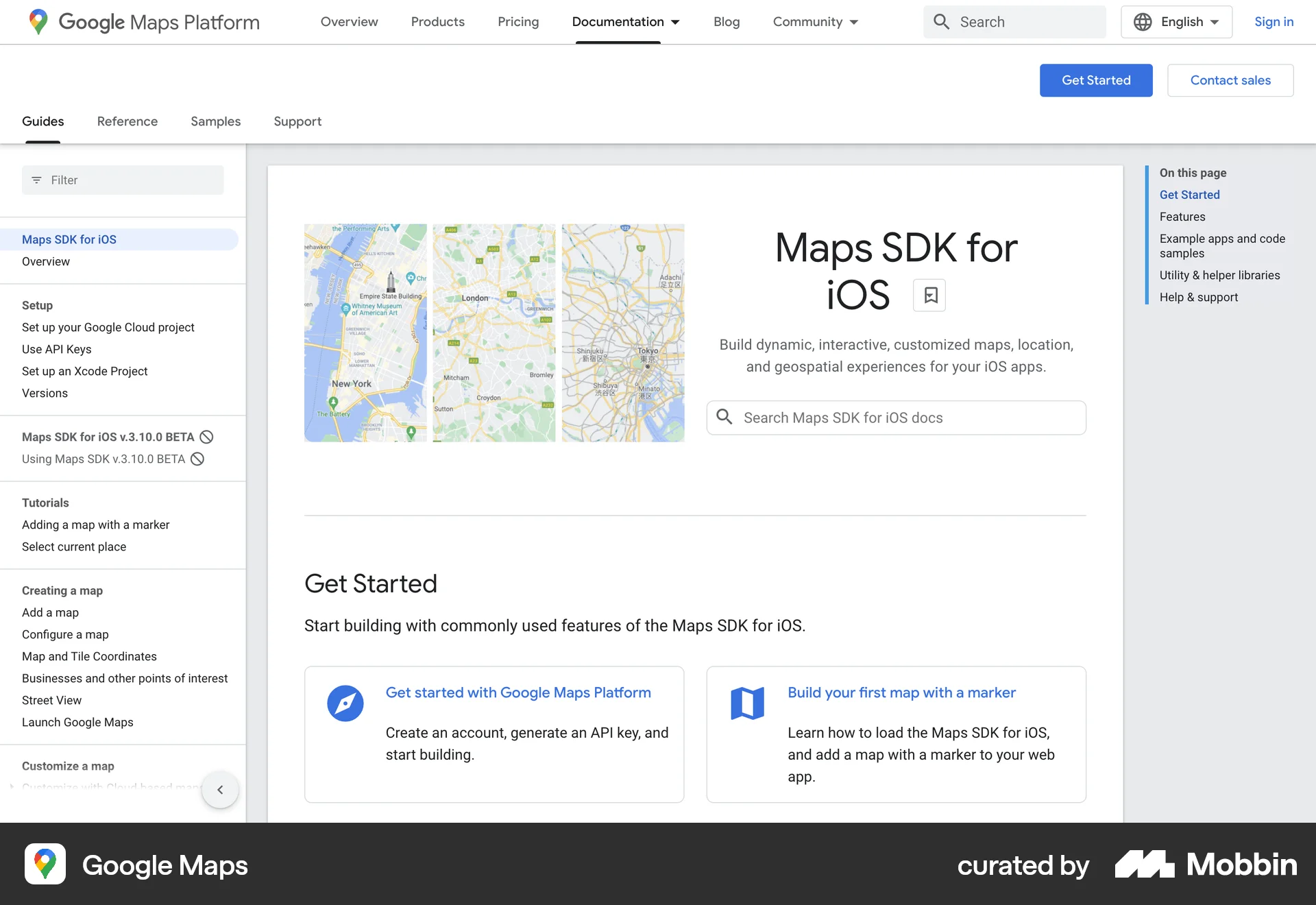 Google Maps Web screen containing Side Navigation UI element