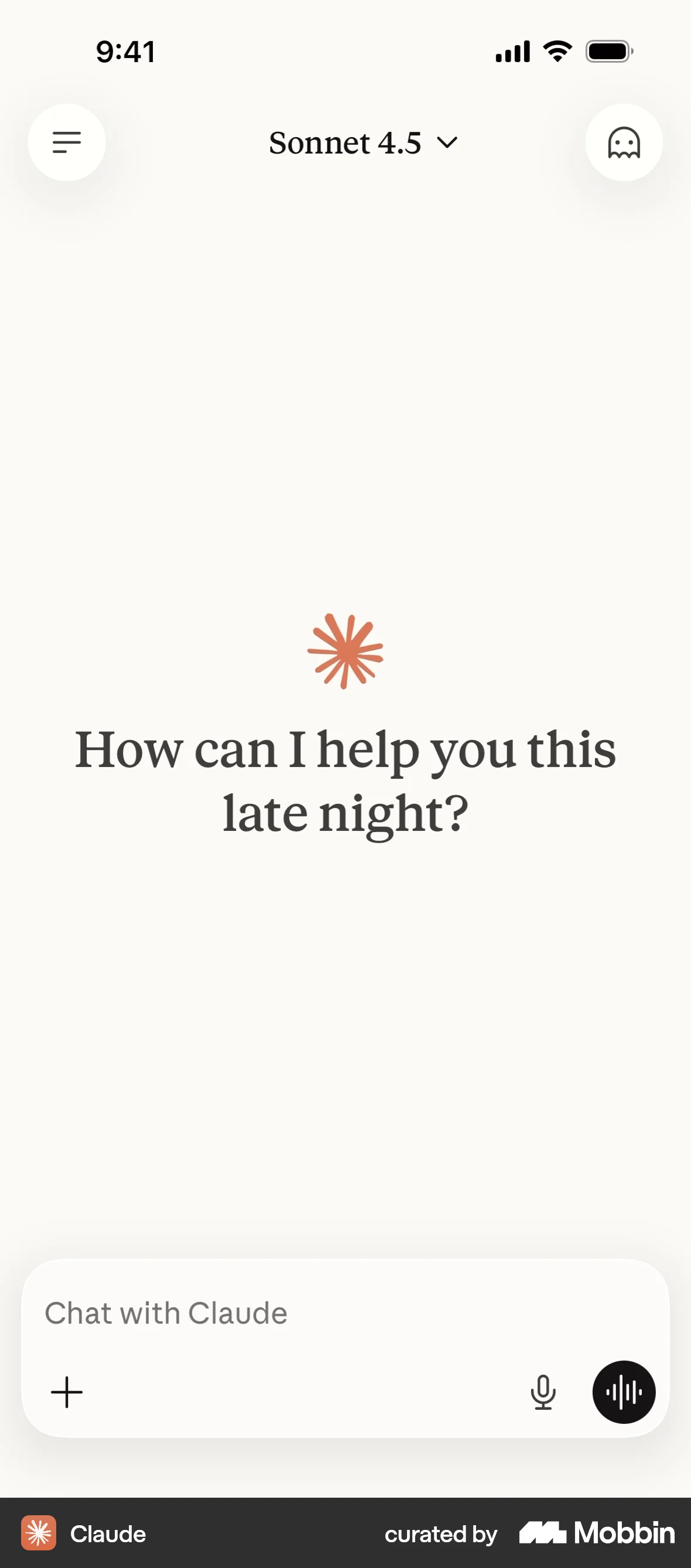 Claude iOS Chat Bot screen