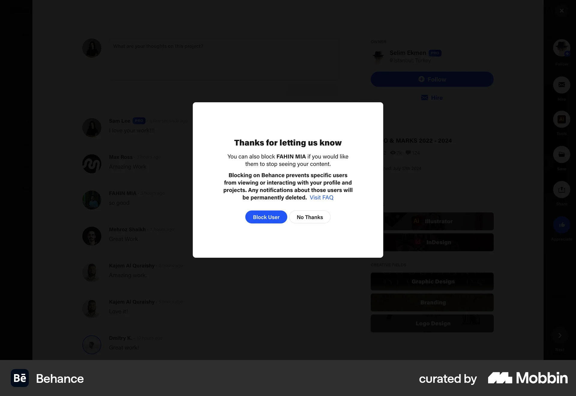 Behance Web Ban & Block screen