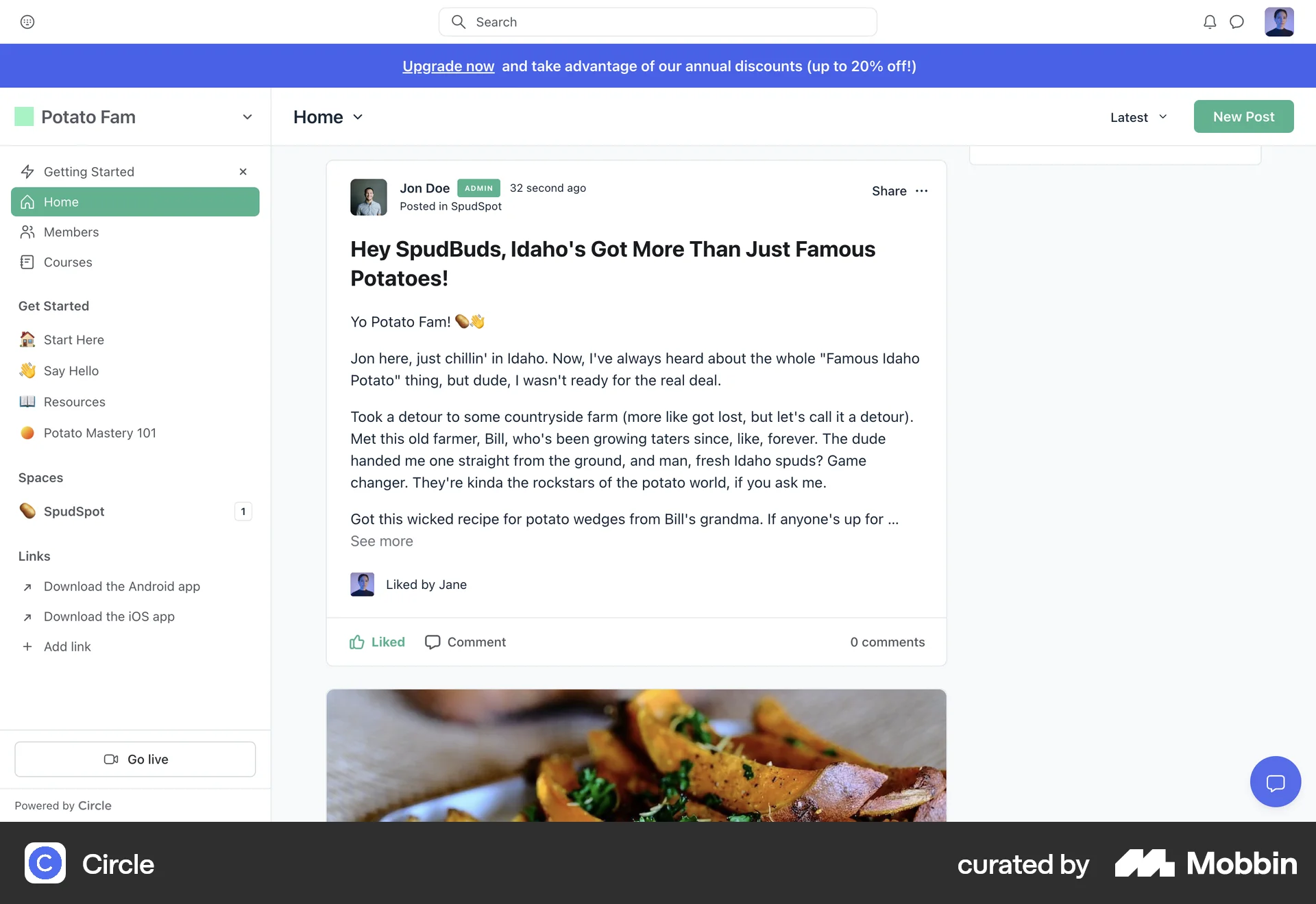 Circle Web Like & Upvote screen