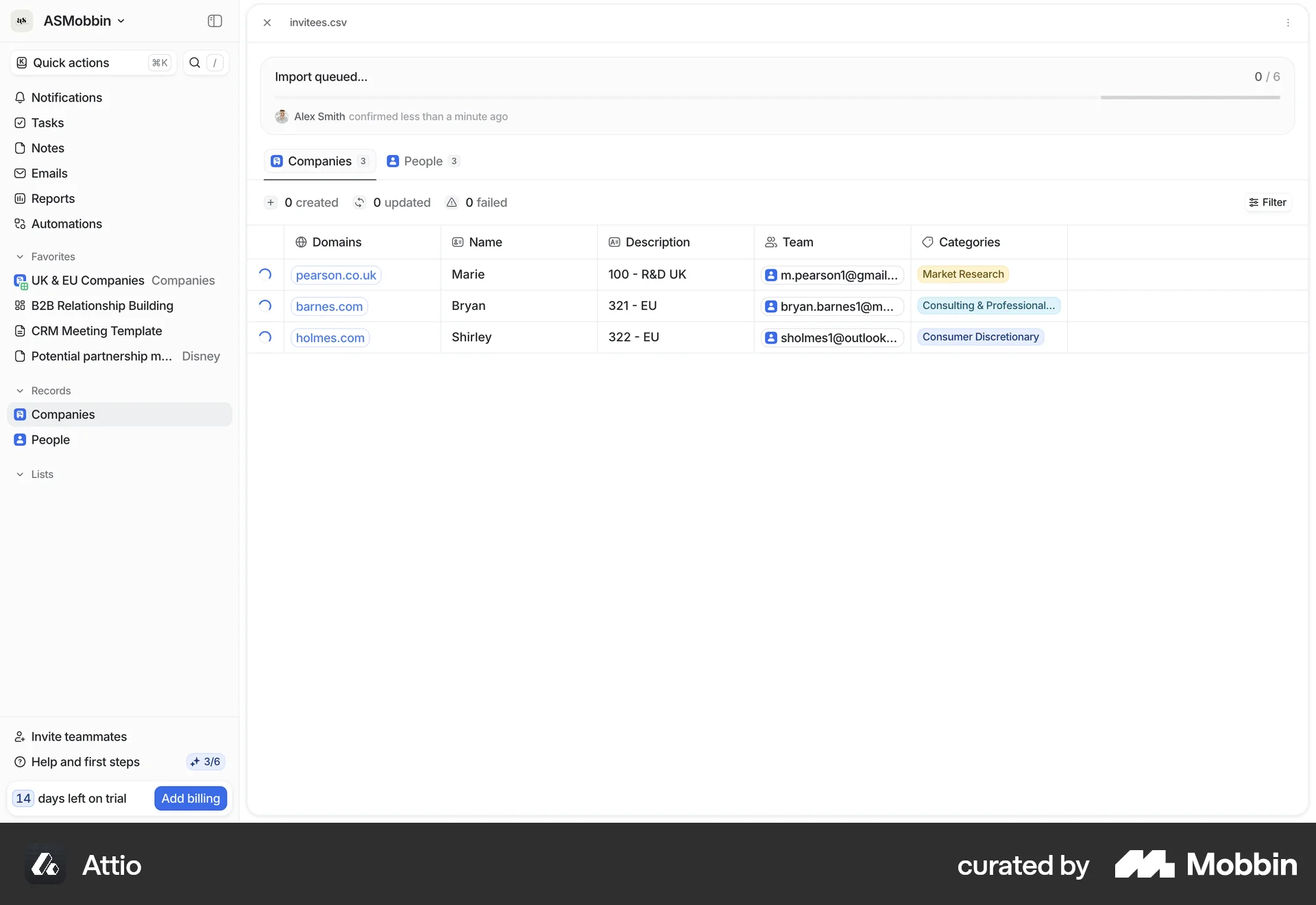 Attio Web screen containing Loading Indicator UI element