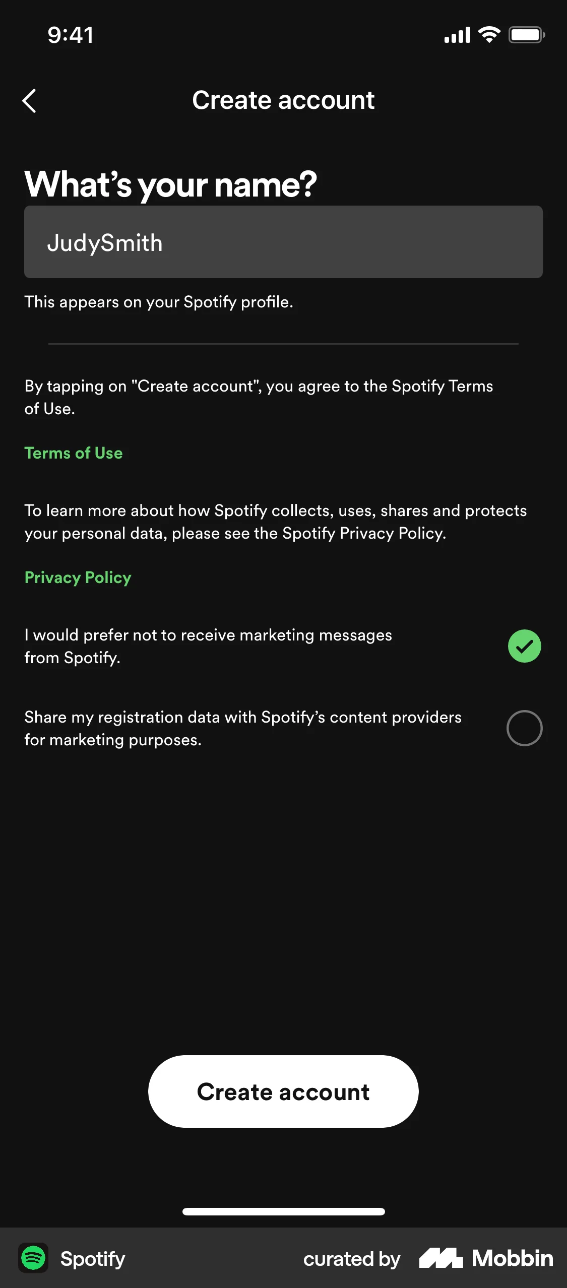 Spotify Onboarding screen