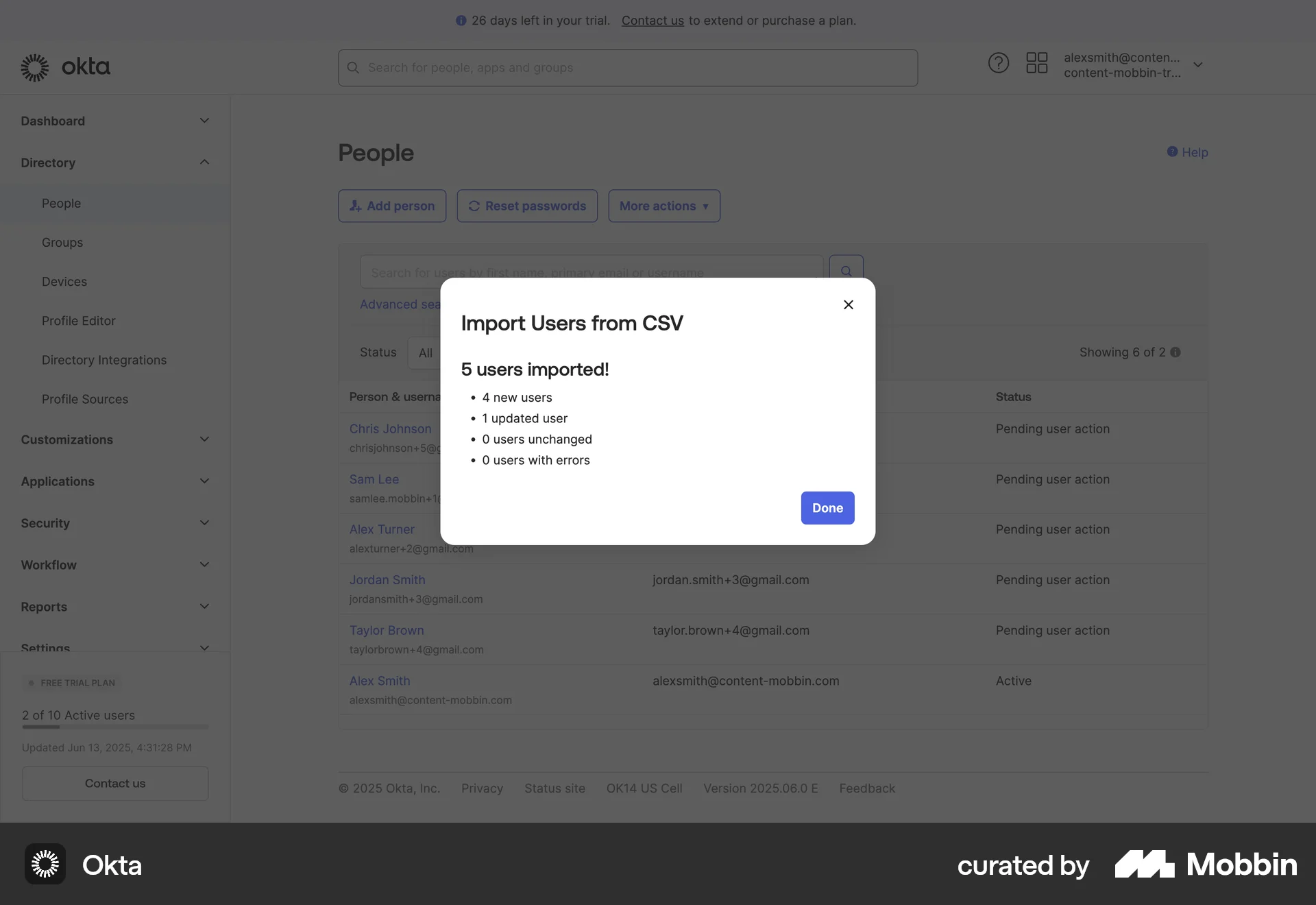 Okta Web Acknowledgement & Success screen