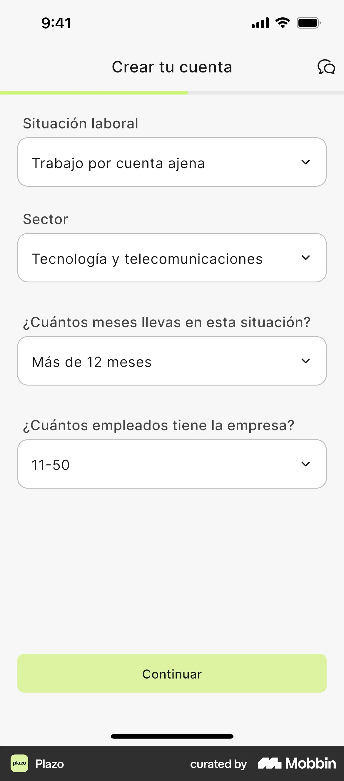 Plazo Onboarding screen