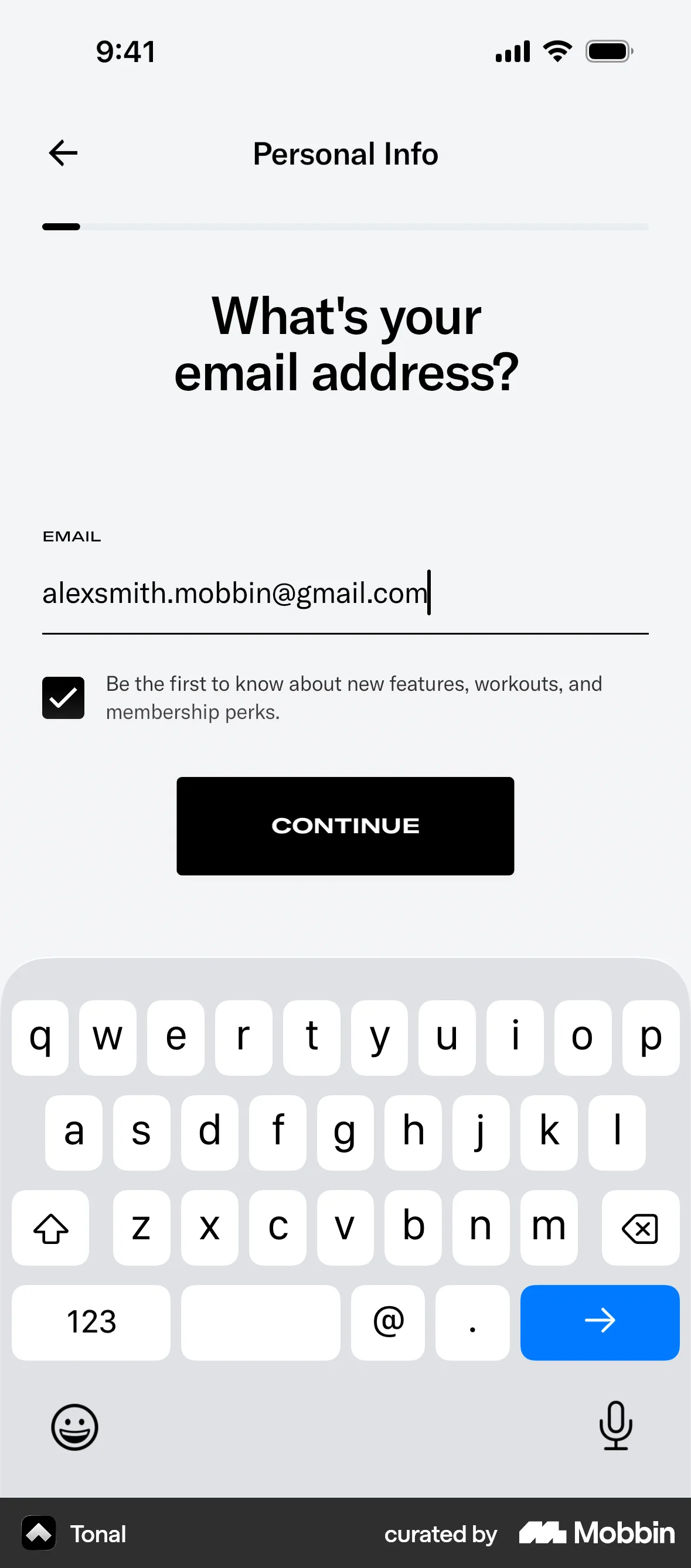 Tonal Onboarding screen