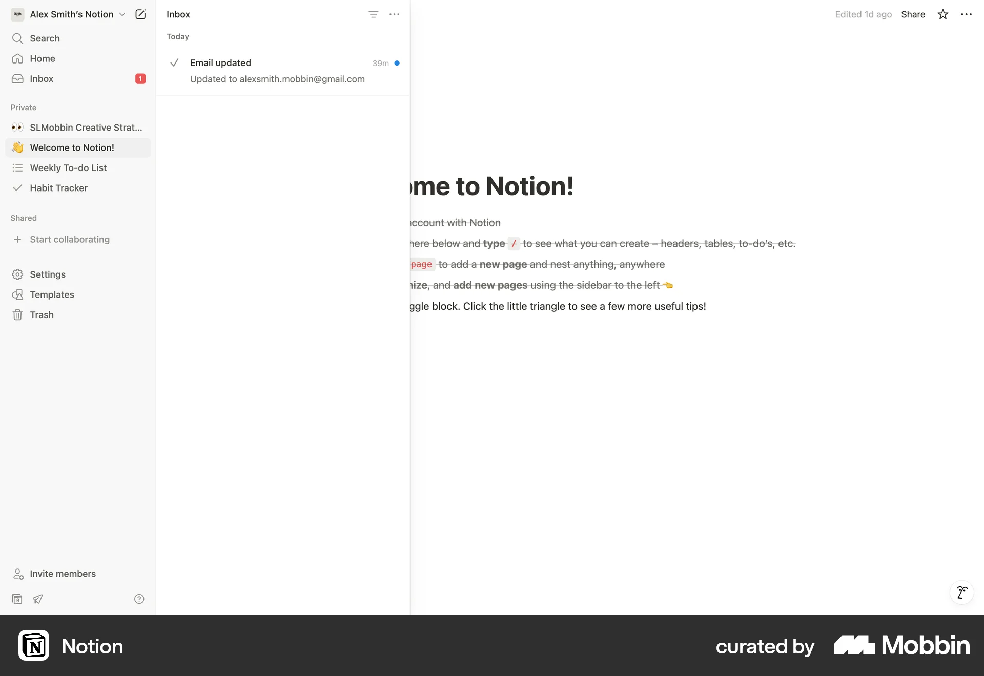 Notion Web screen containing Badge UI element