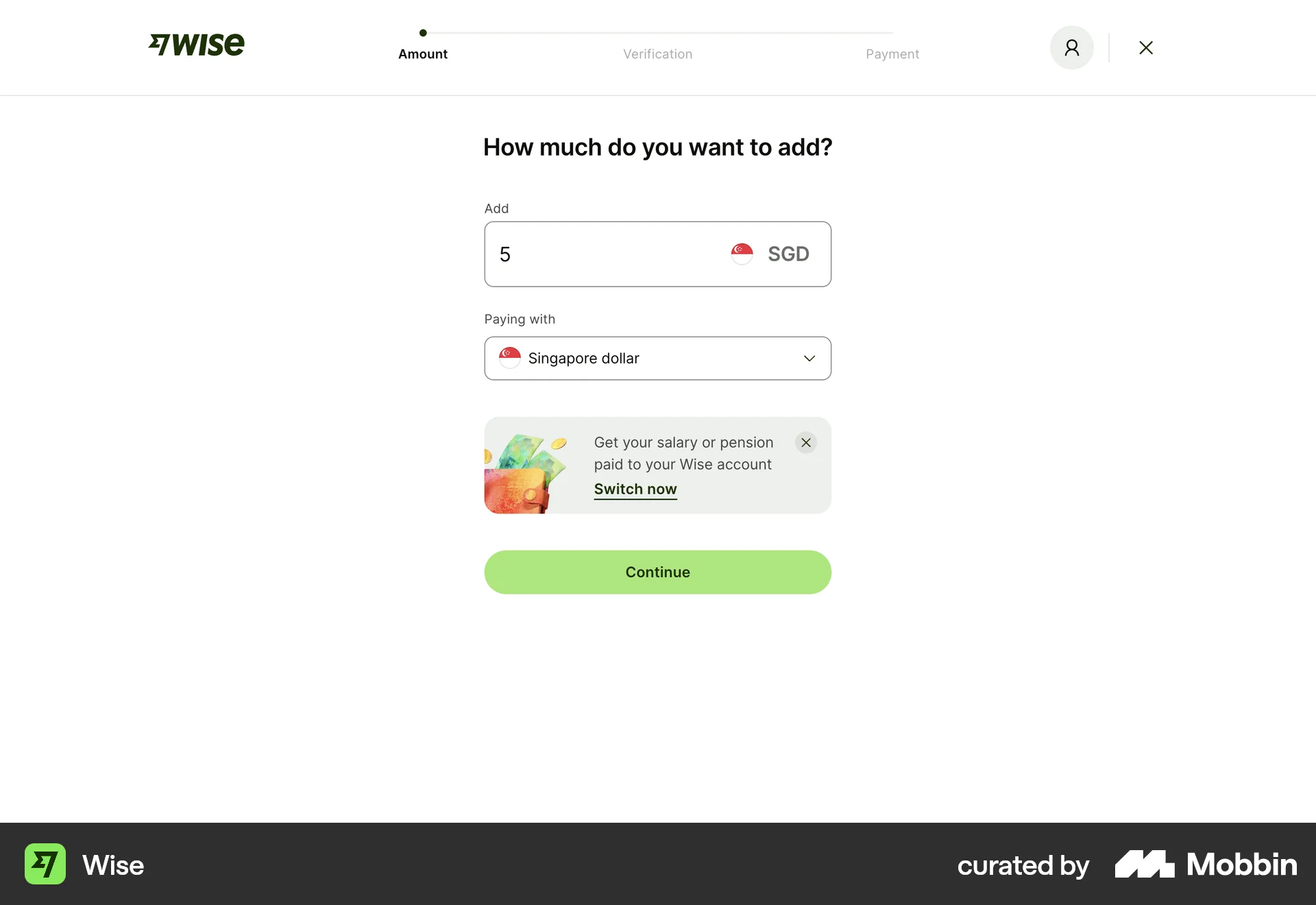 Wise Web Transfer & Send Money screen