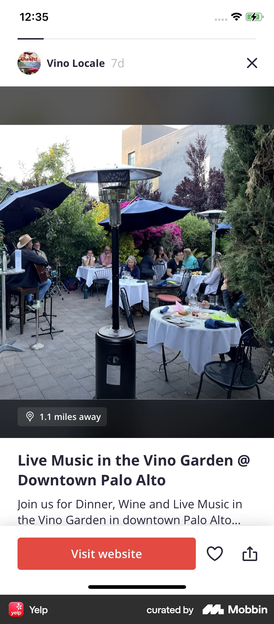 Yelp iOS Stories screen