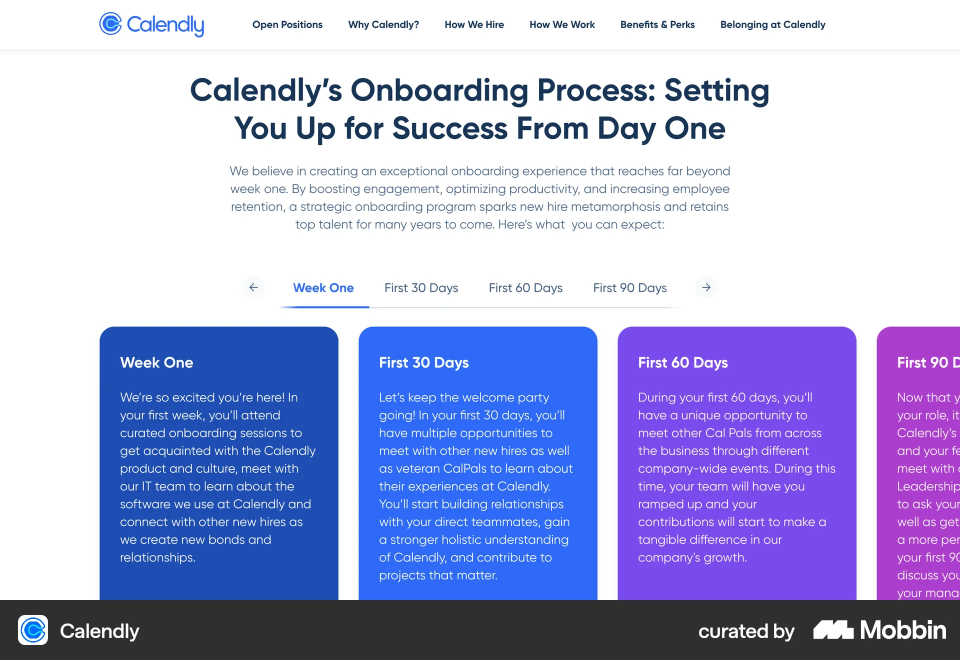 Calendly Web screen containing Carousel UI element