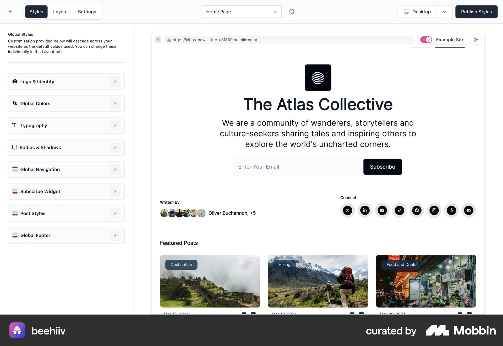 beehiiv Web Canvas screen