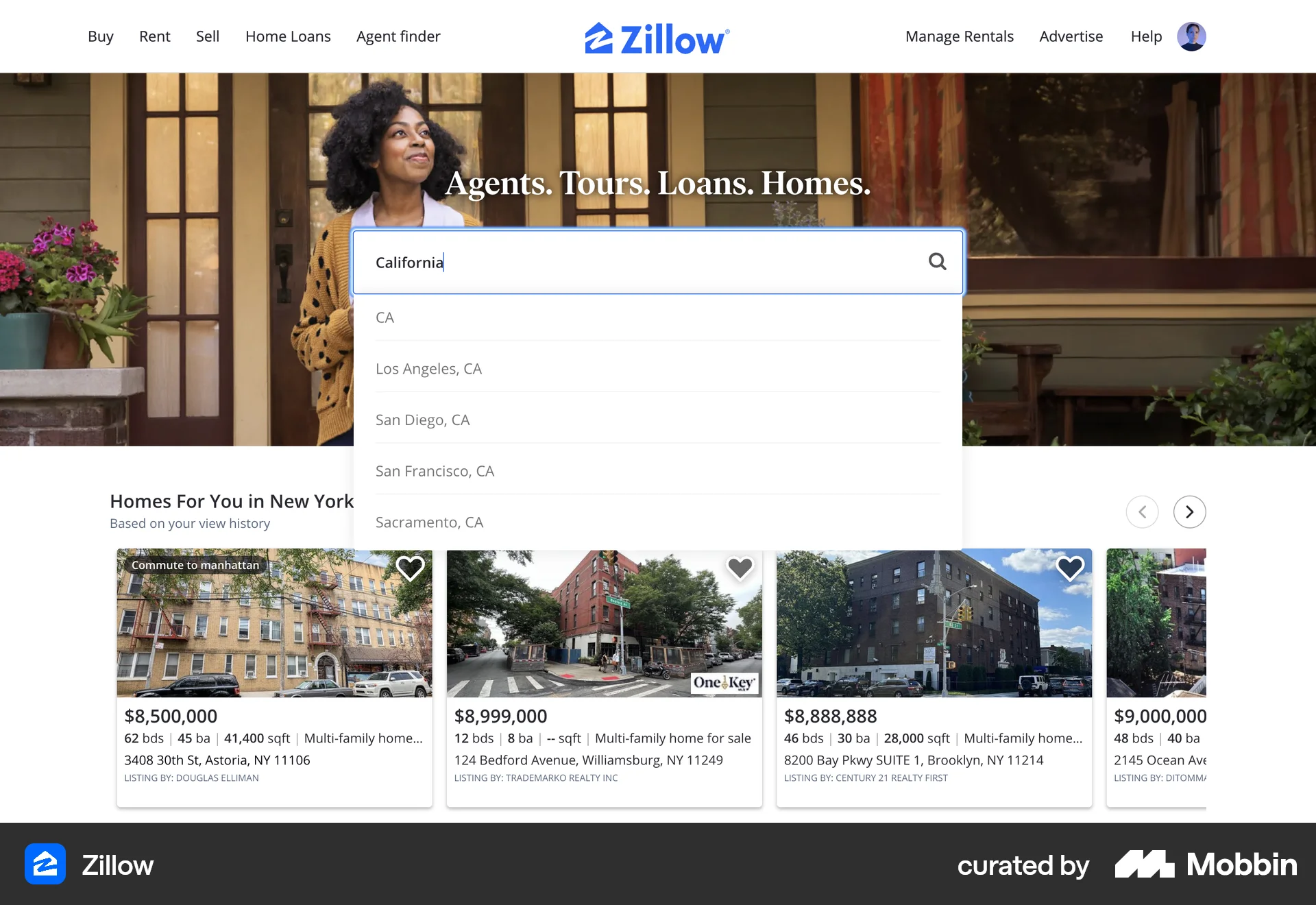 Zillow Web Real Estate App screen