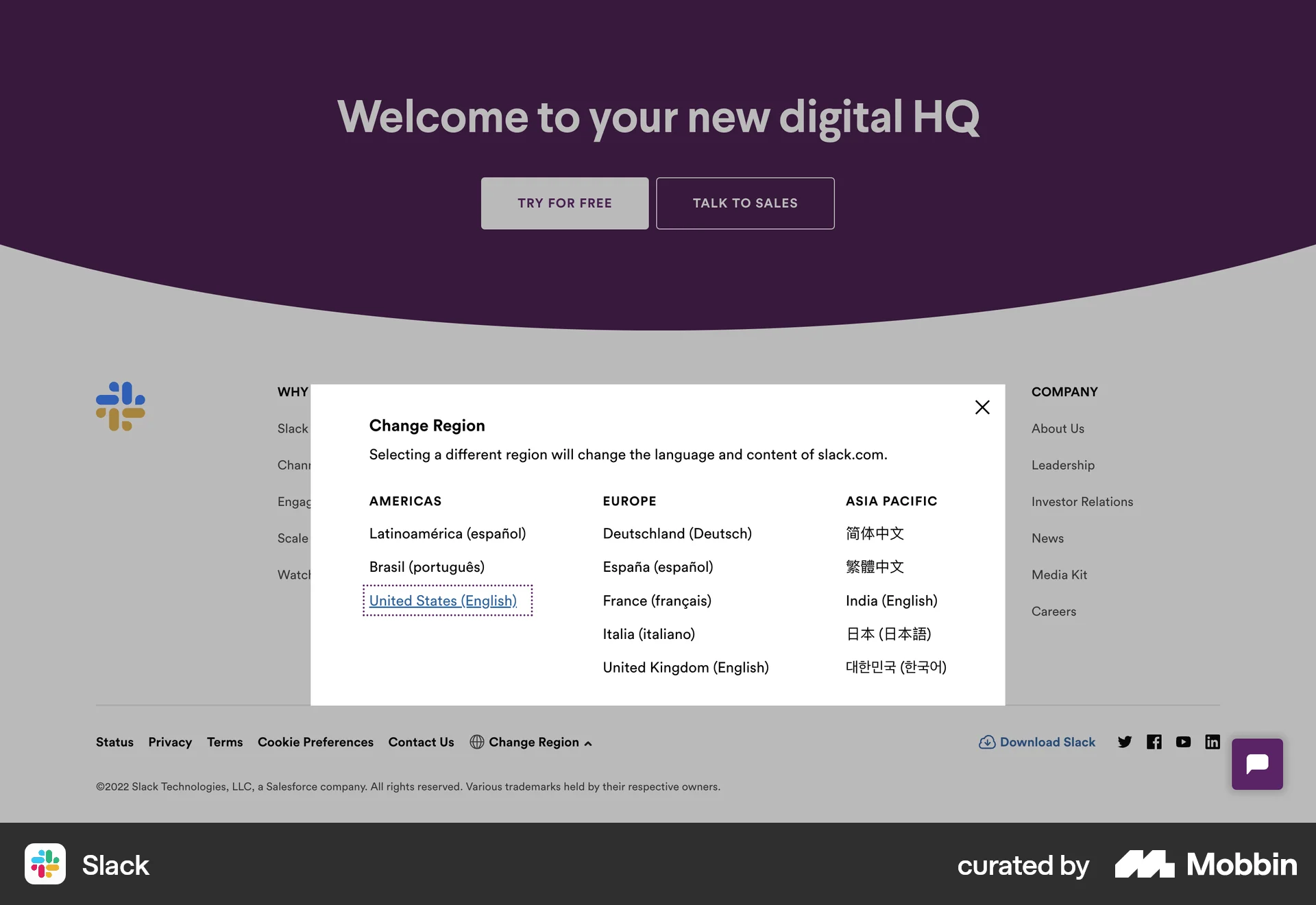 Slack Web screen containing Modal UI UI element