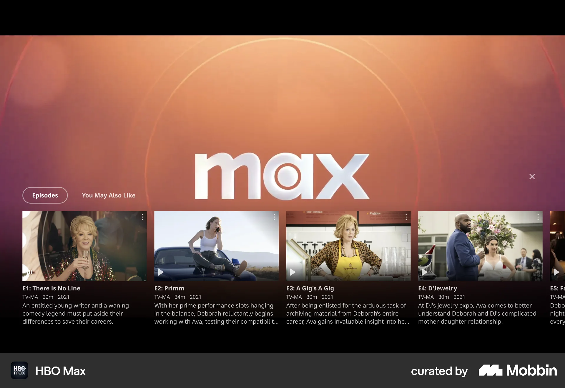 HBO Max Web Entertainment App screen