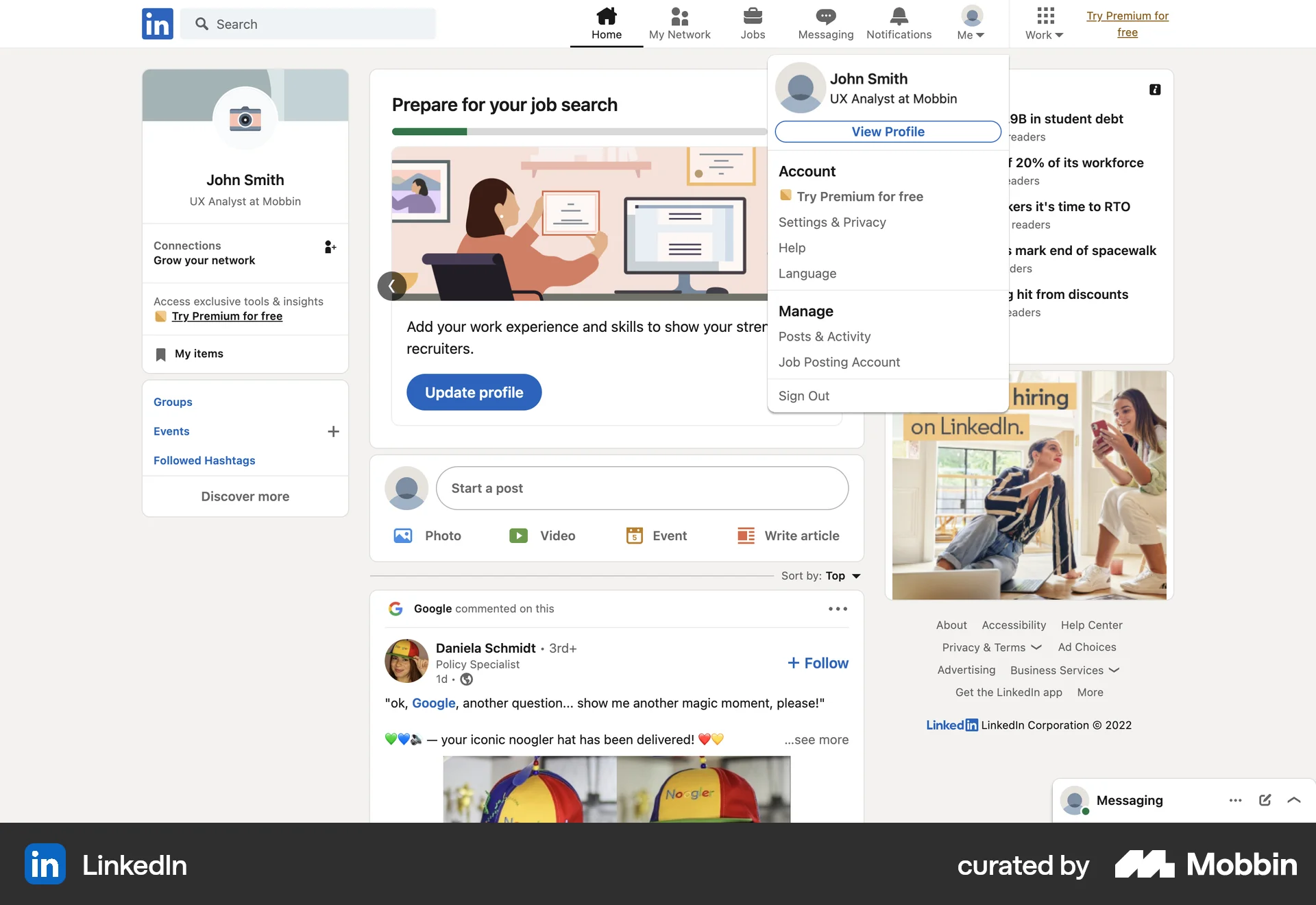 LinkedIn Web Jobs & Recruitment App screen