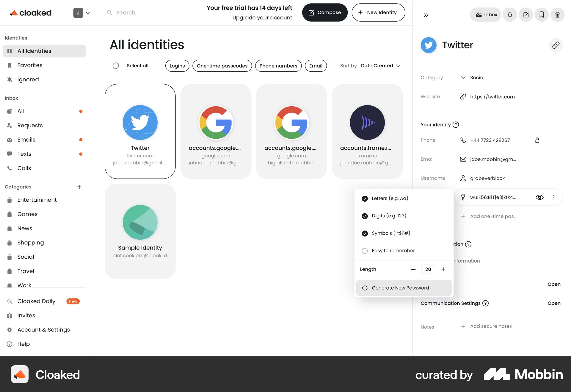 Cloaked Web screen containing Stepper UI element