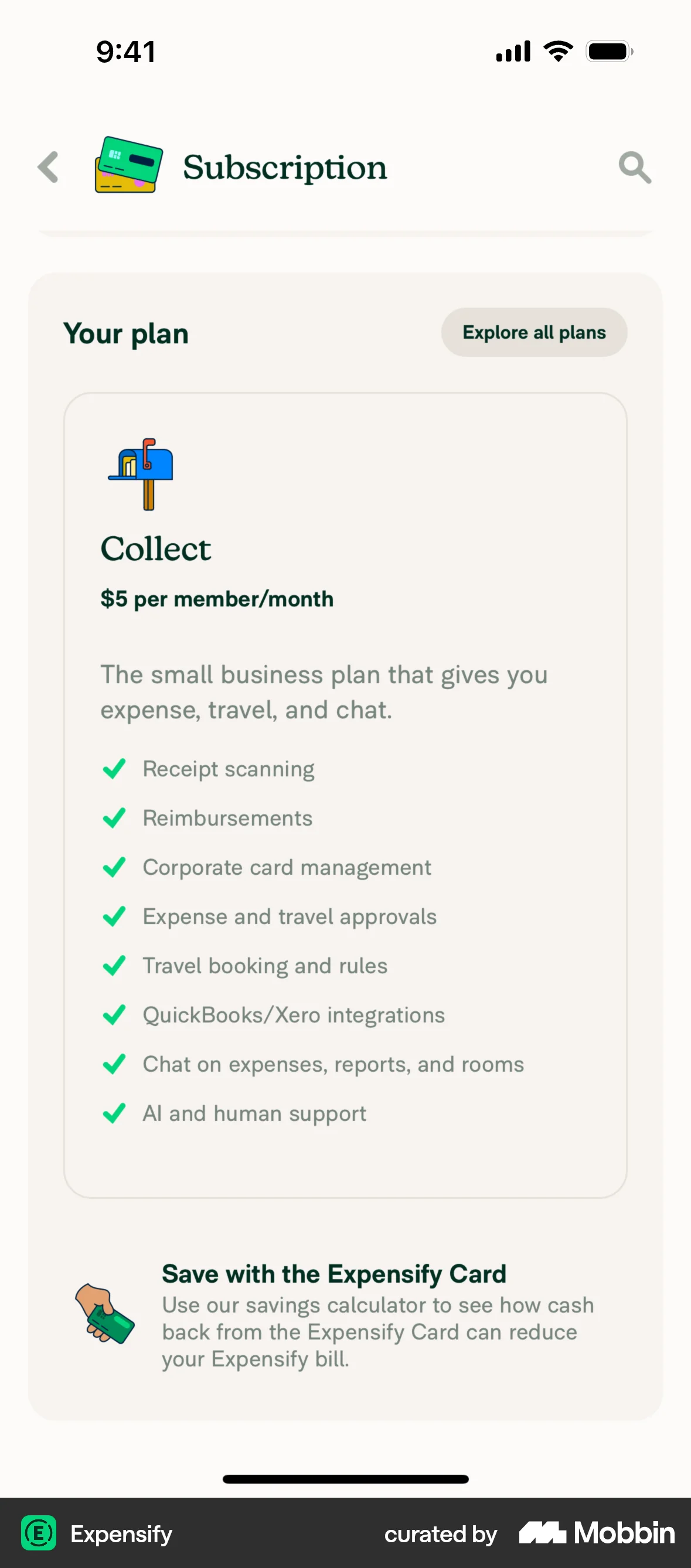 Expensify iOS Billing screen