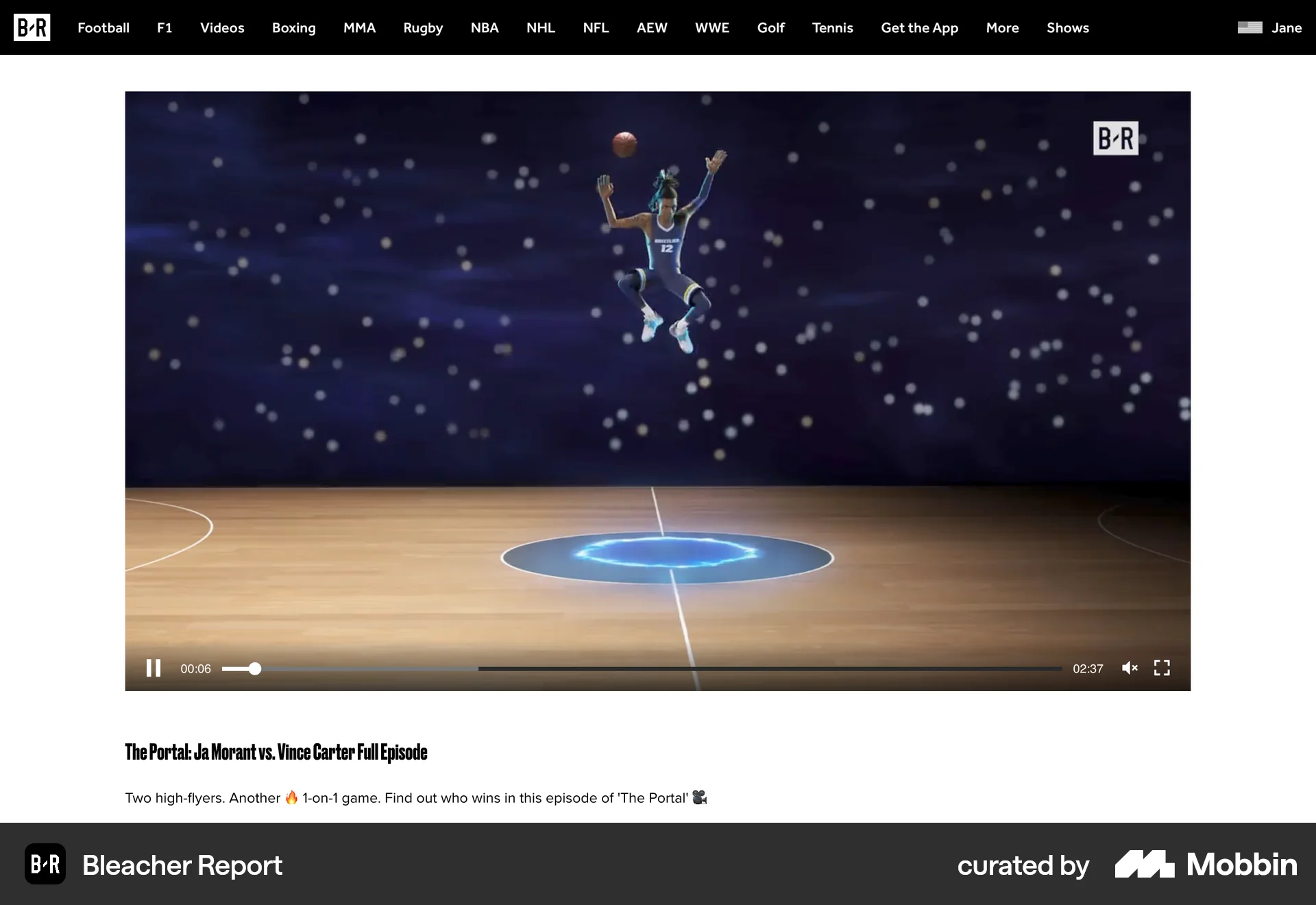 Bleacher Report Web Sports App screen