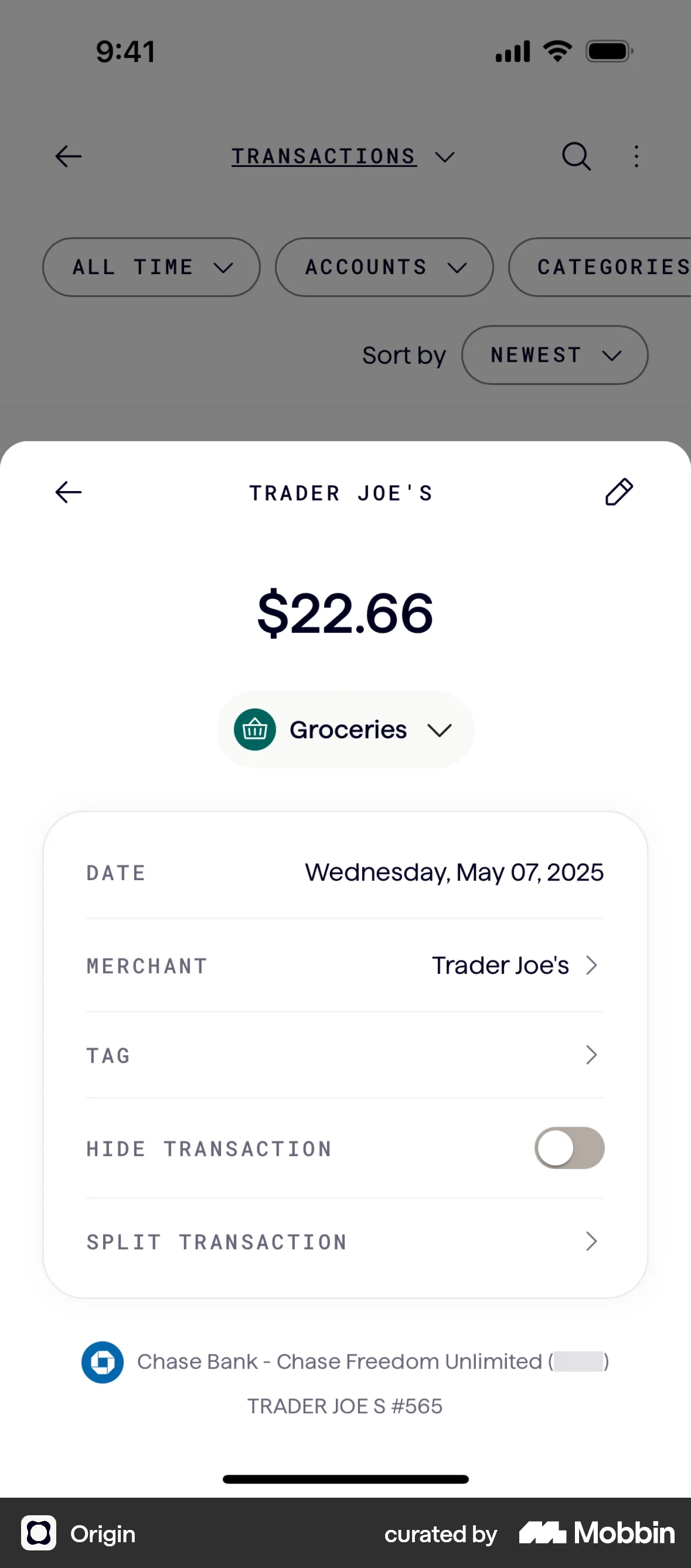 Origin iOS Other Content screen