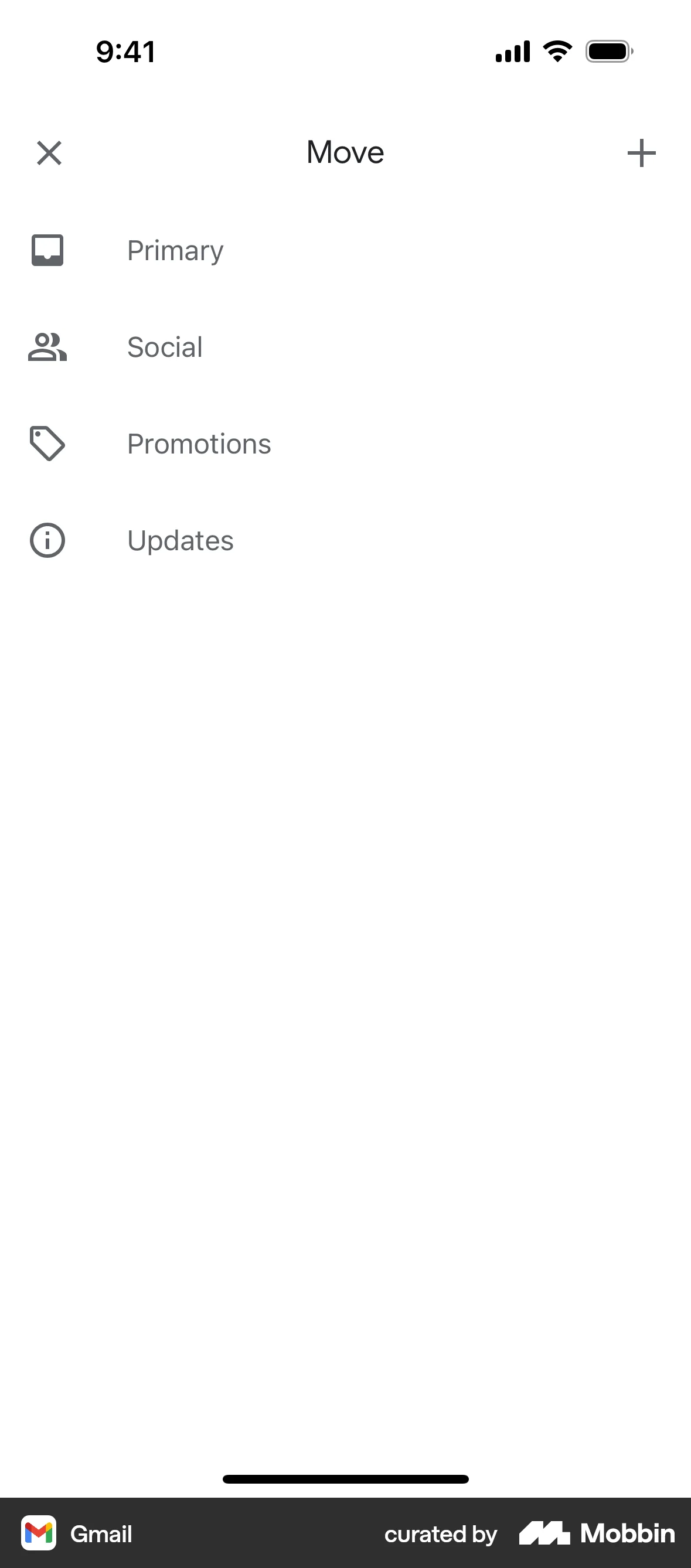 Gmail iOS Move screen