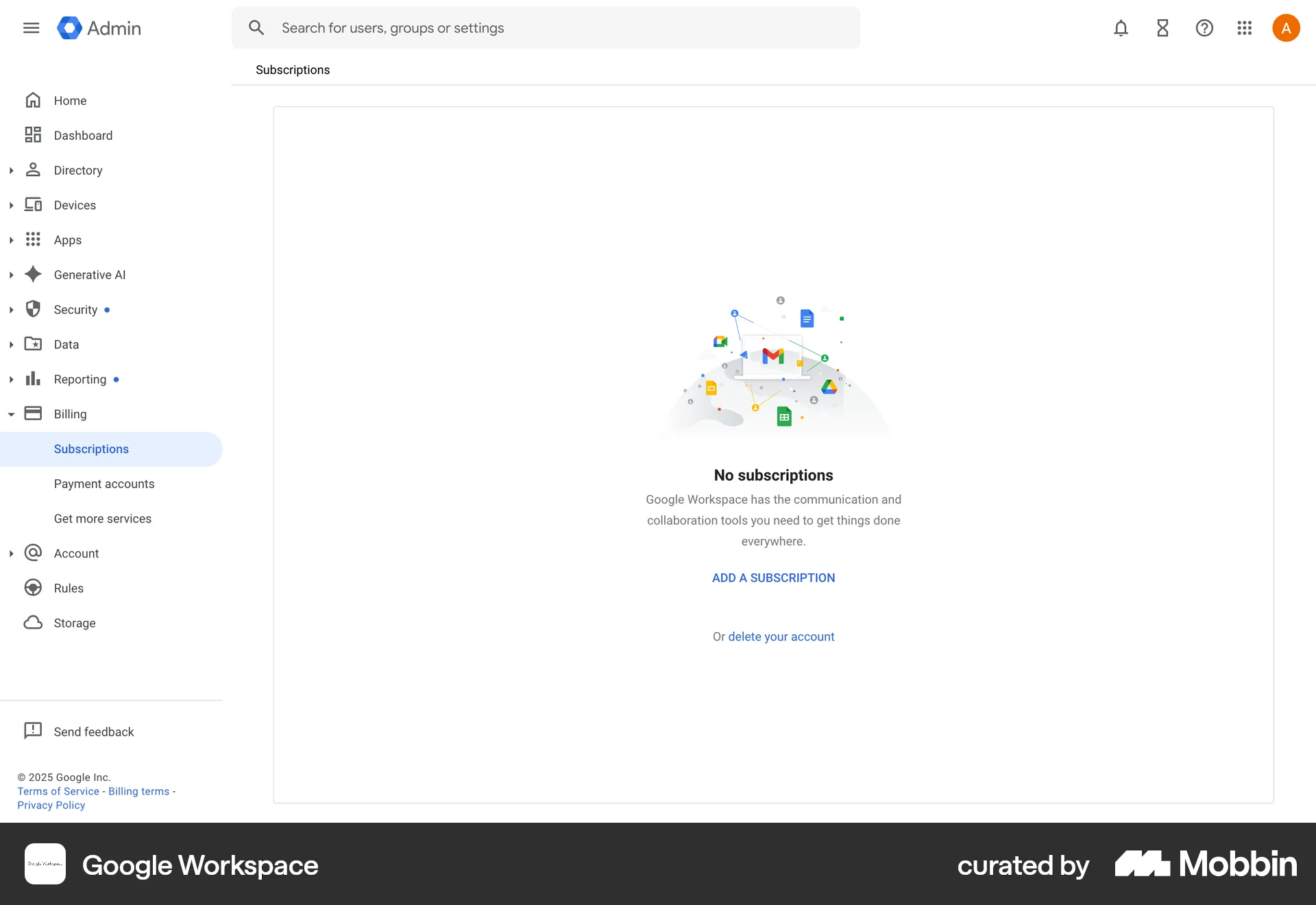 Google Workspace Web Empty State screen