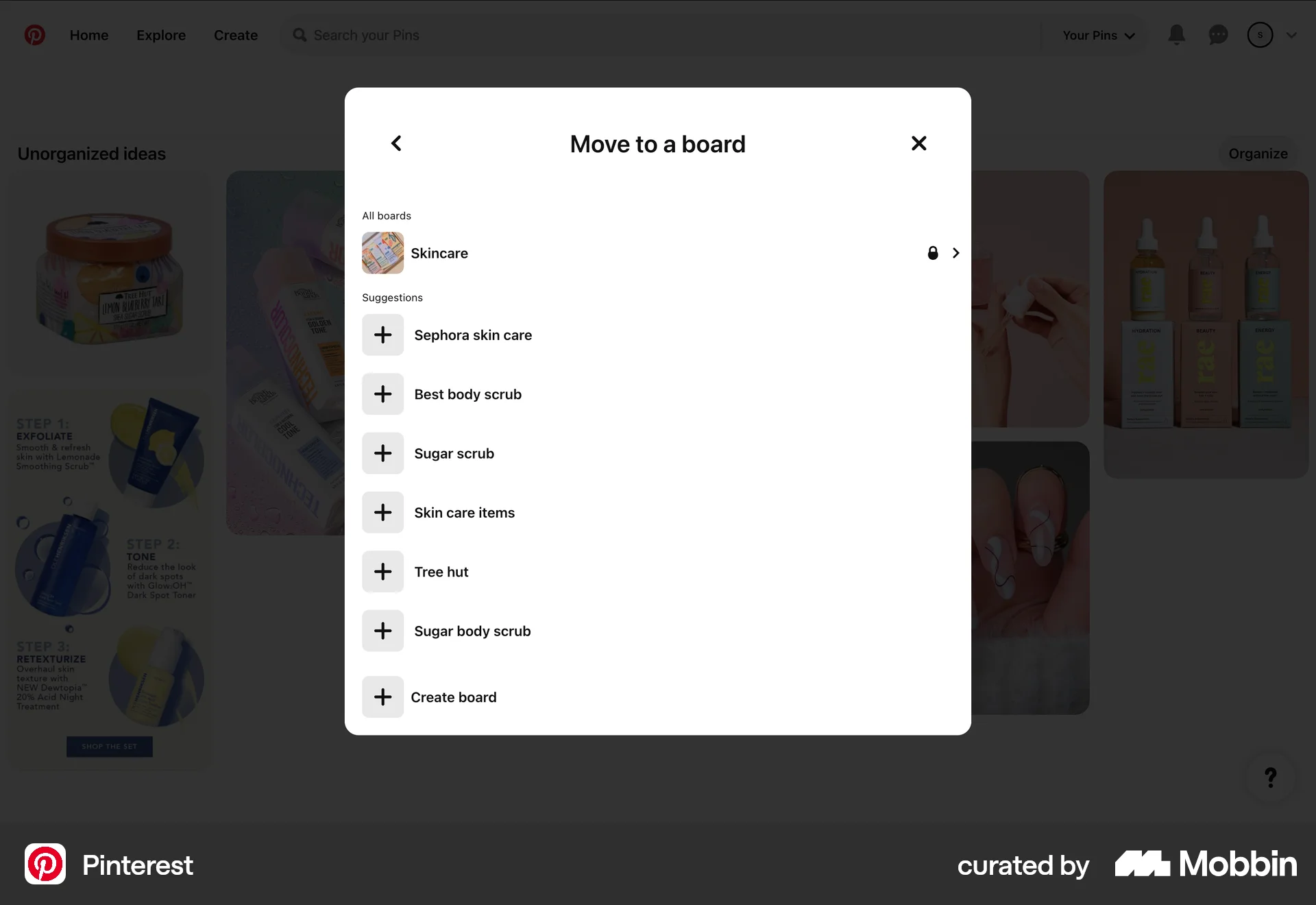 Pinterest Web Move screen