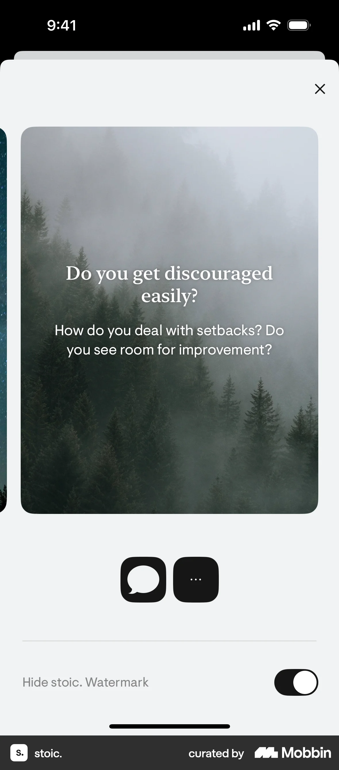 stoic. iOS Share screen