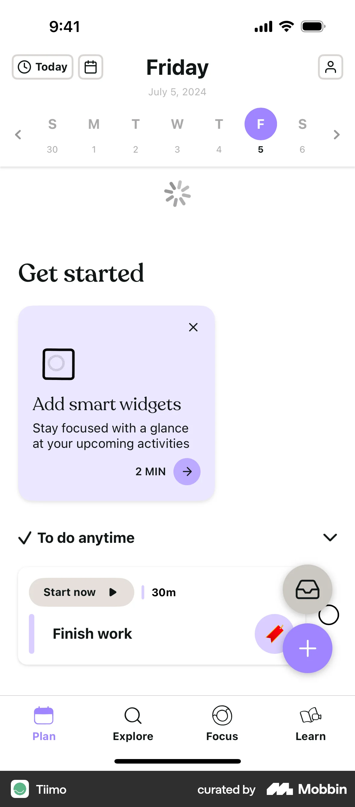 Tiimo iOS Pull to Refresh screen