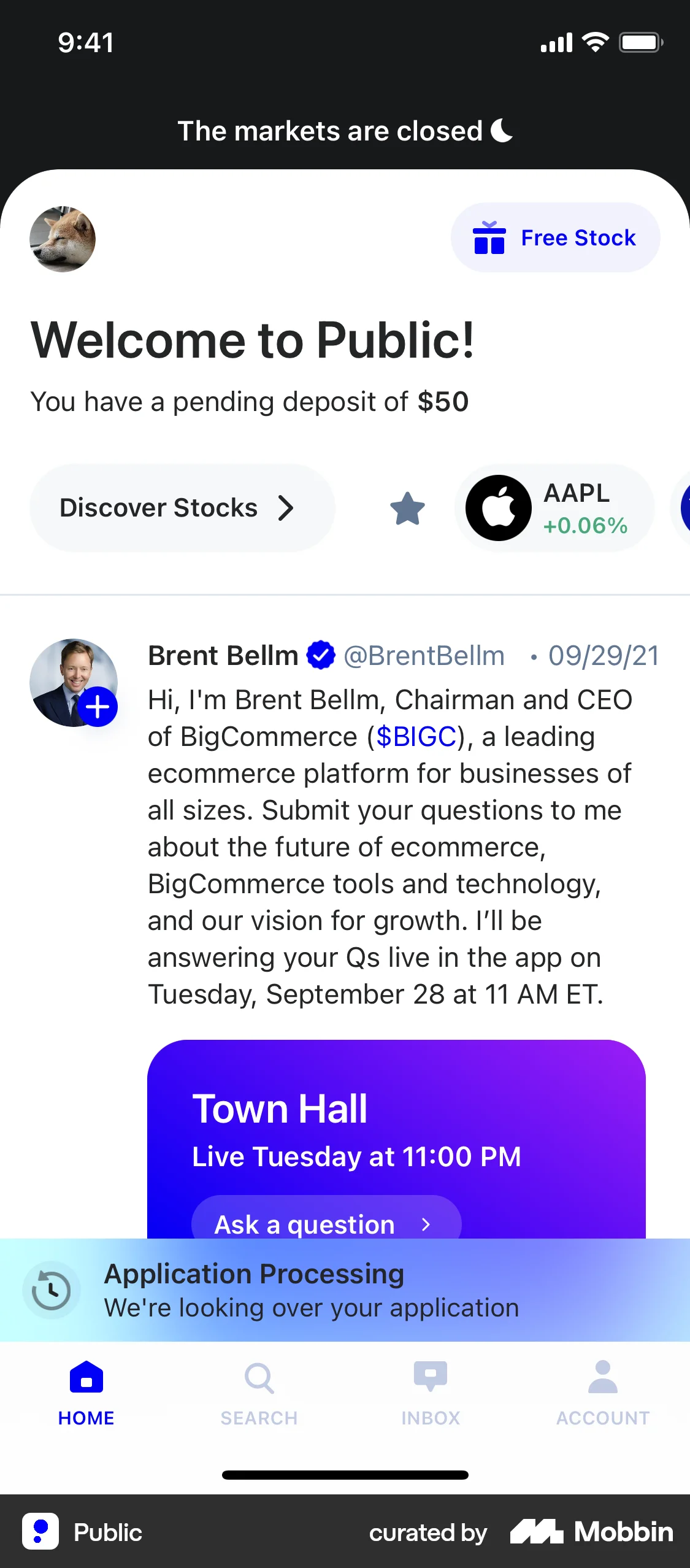 Public iOS Social Feed screen