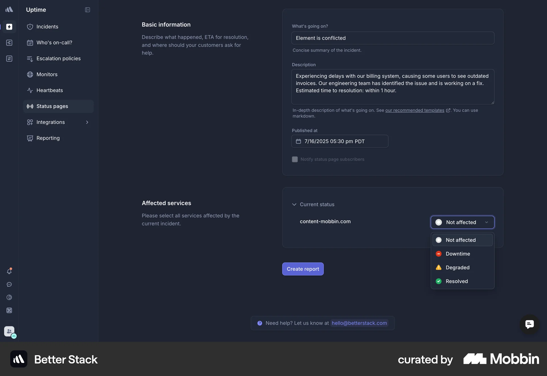 Better Stack Web Set screen