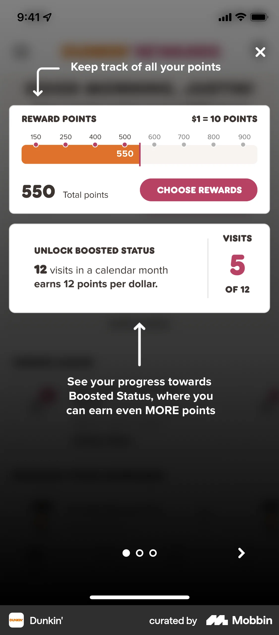Dunkin' iOS Guided Tour & Tutorial screen