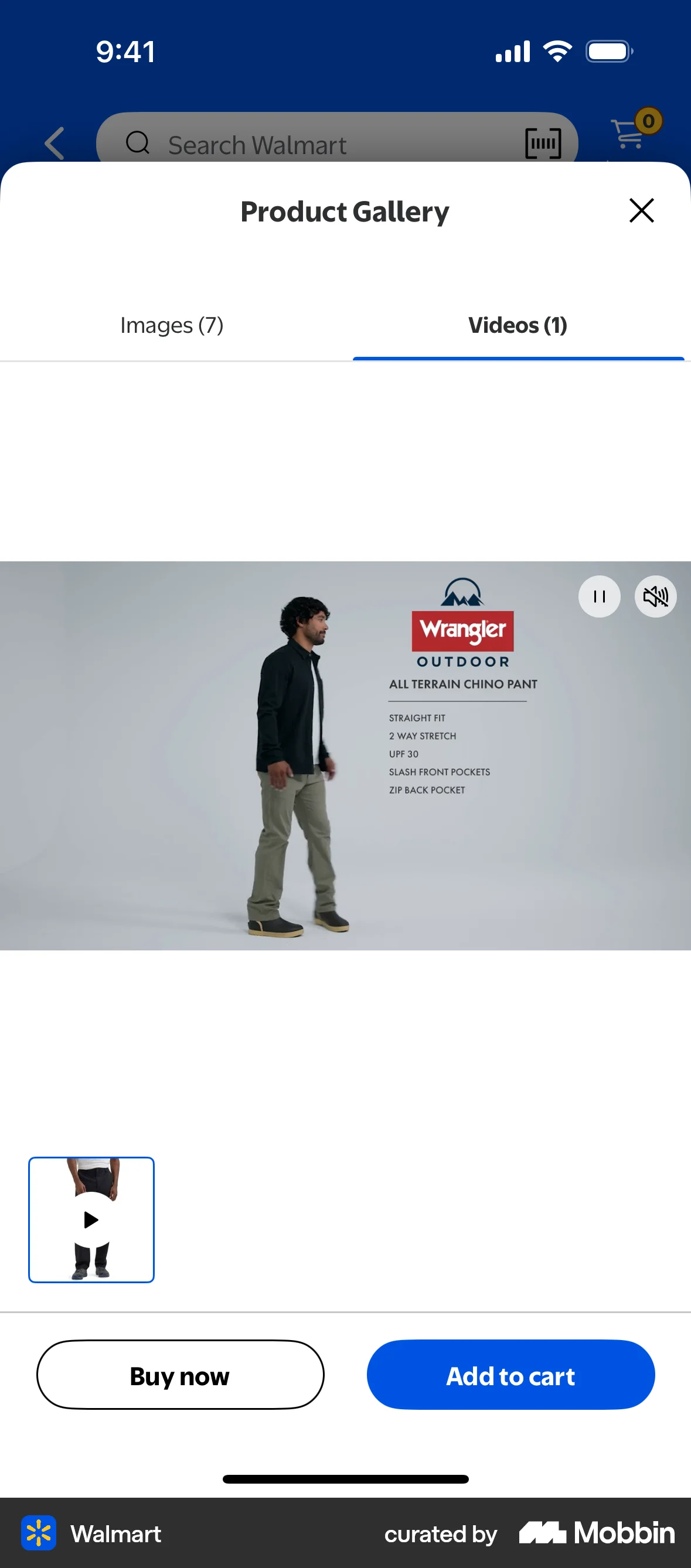 Walmart iOS Video Player screen