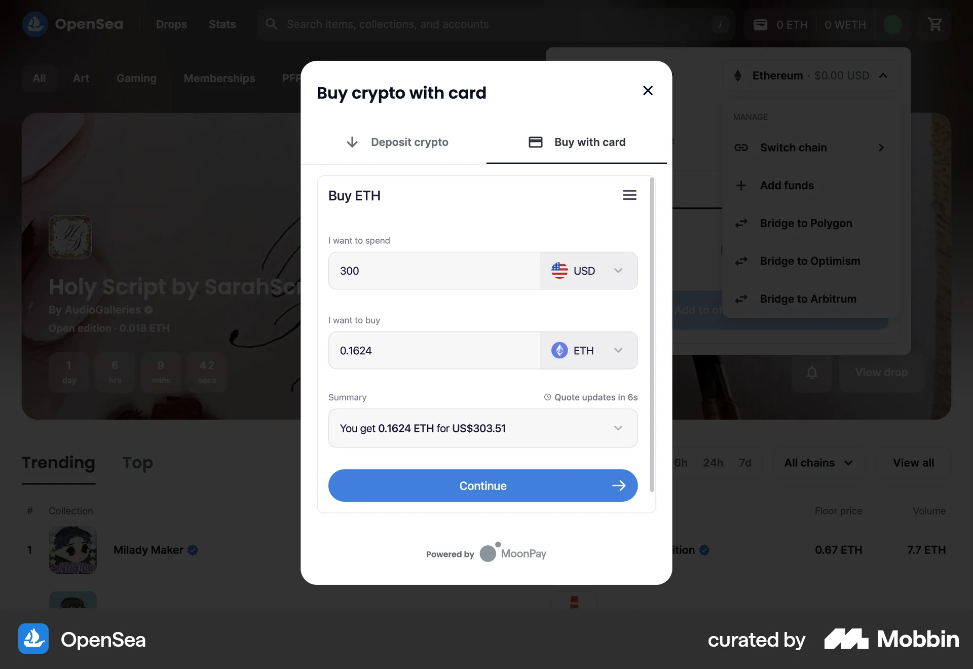 OpenSea Web Transfer & Send Money screen