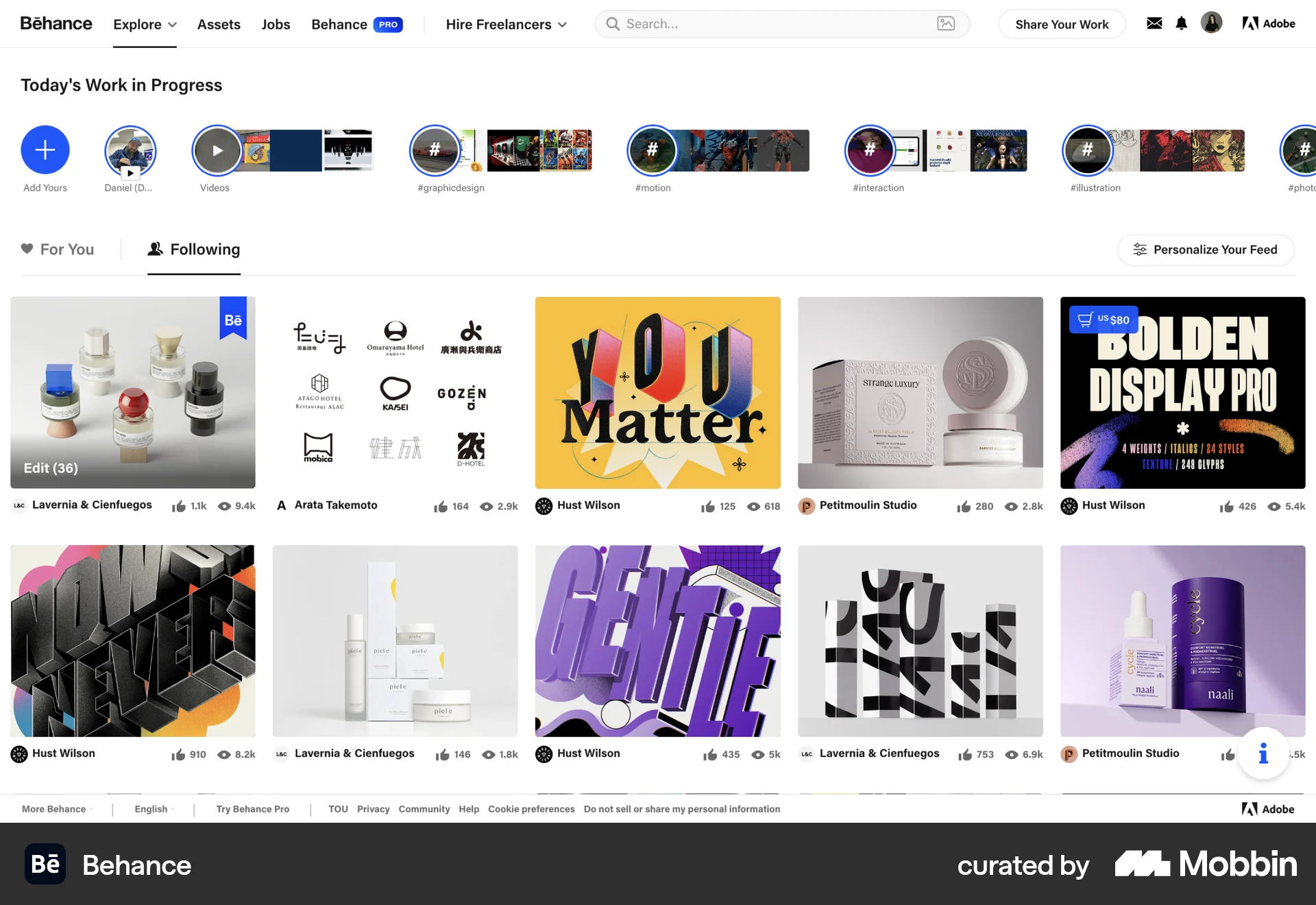 Behance Web Social Feed screen