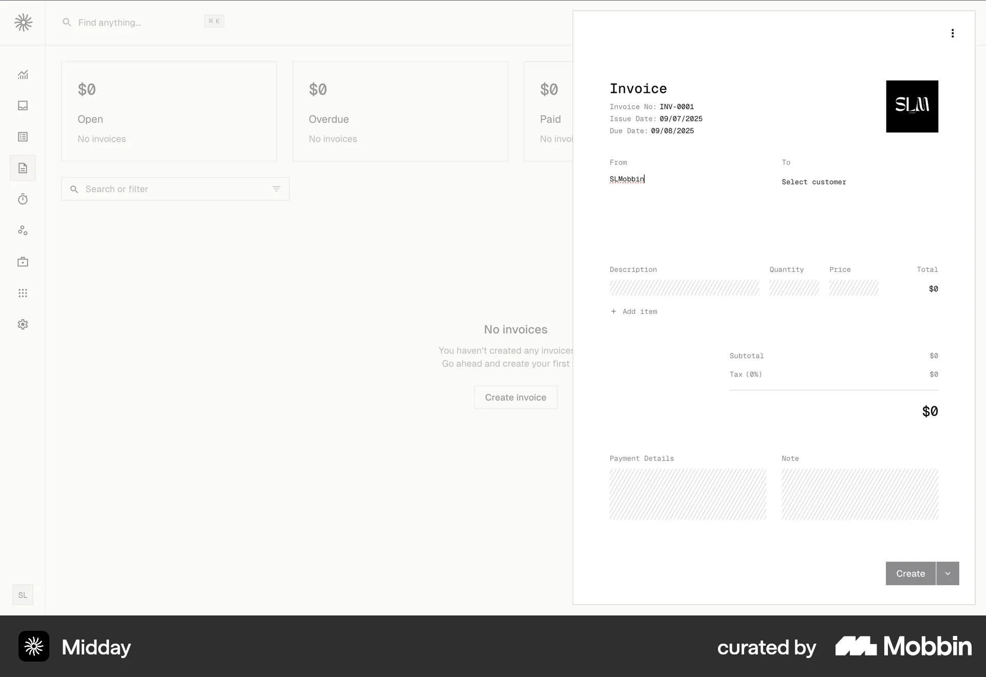 Midday Web screen containing Text Field UI element