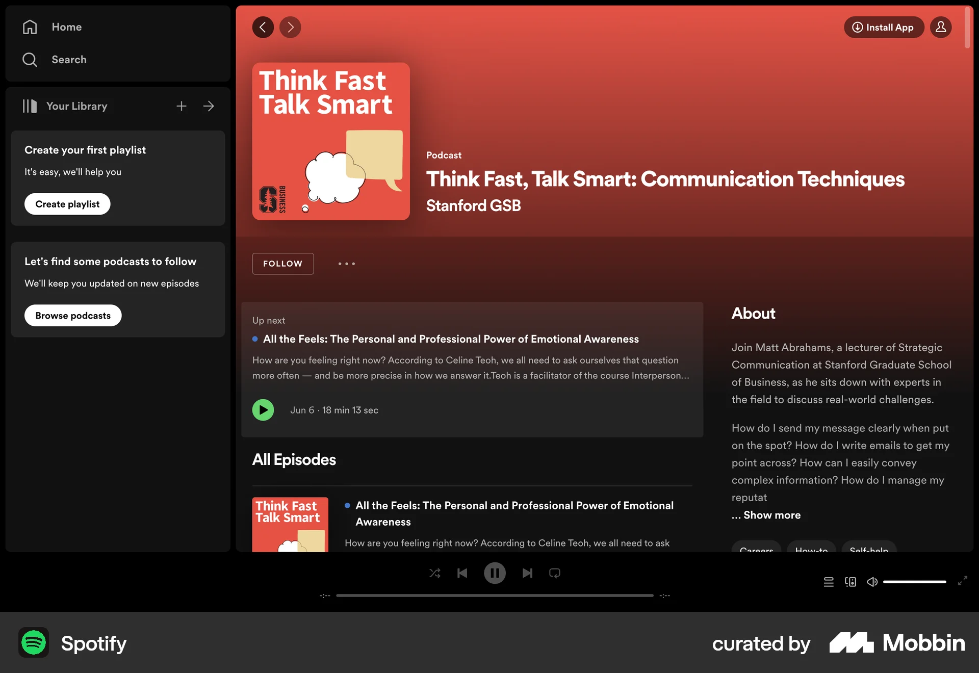 Spotify Web Song & Podcast Detail screen