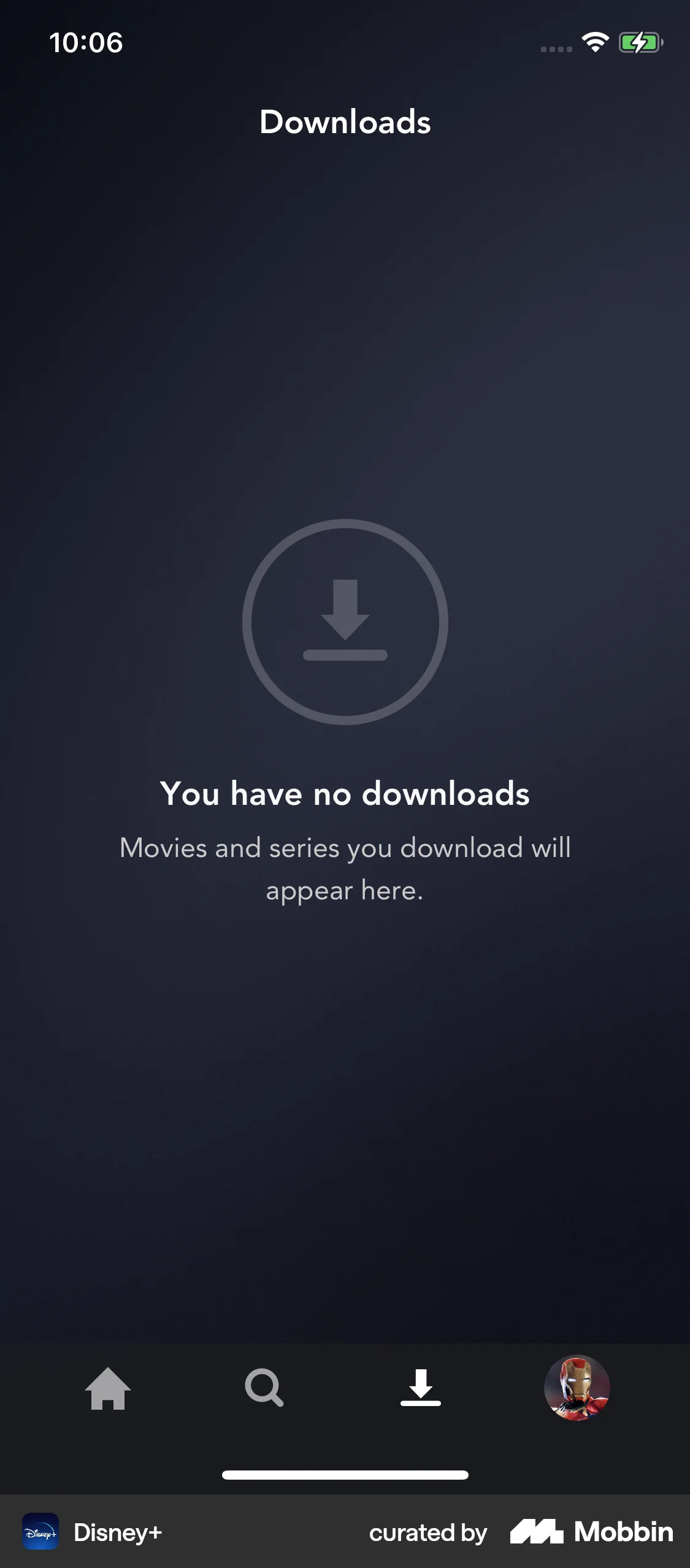 Disney+ iOS Downloads & Available Offline screen