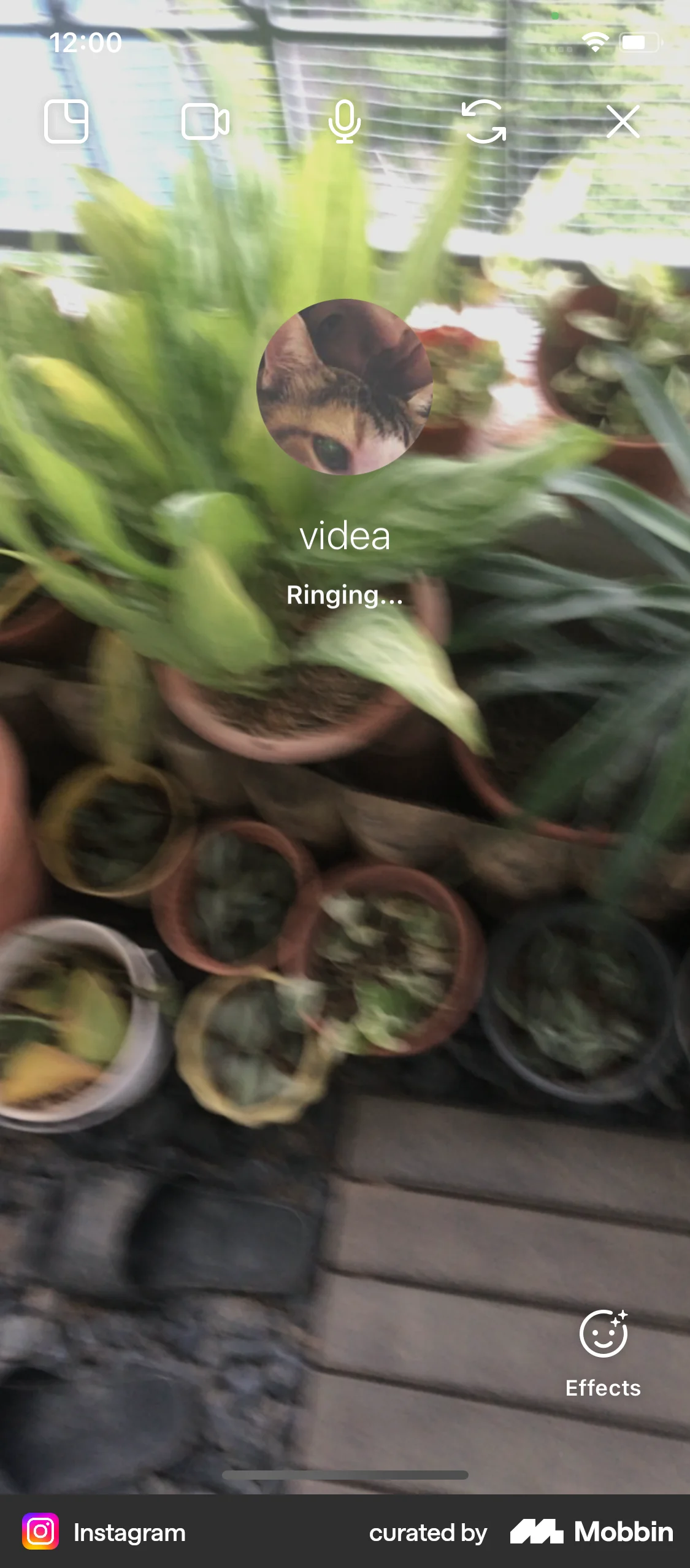Instagram iOS Call screen