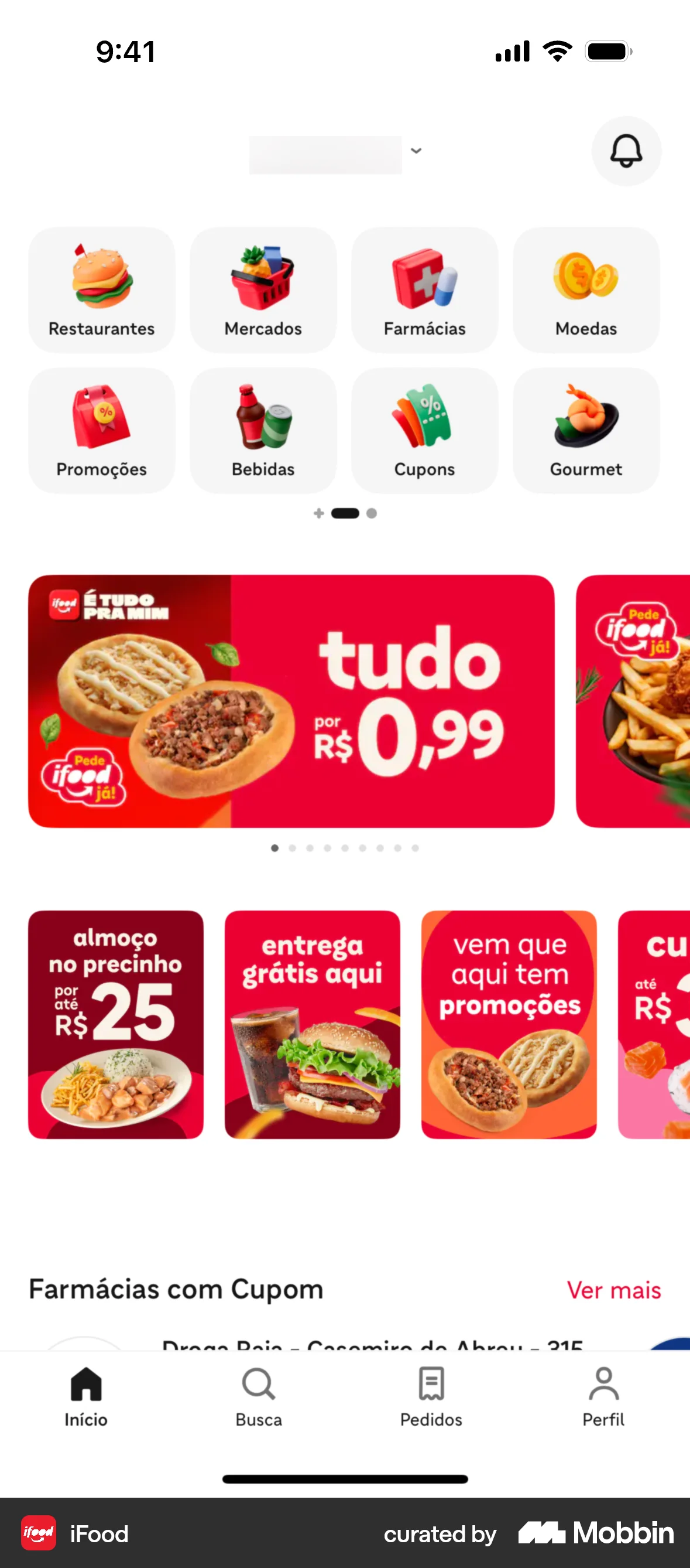 iFood iOS screen