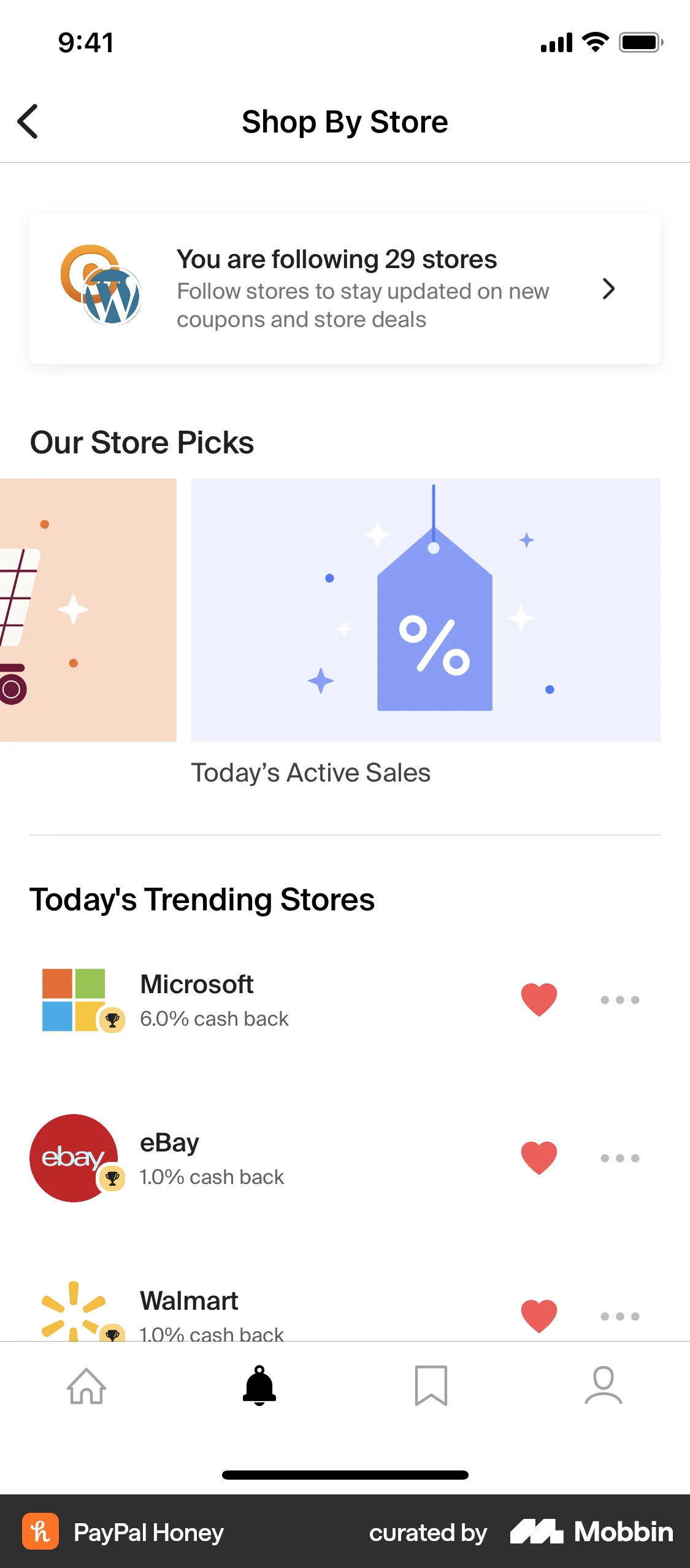 PayPal Honey iOS Other Content screen