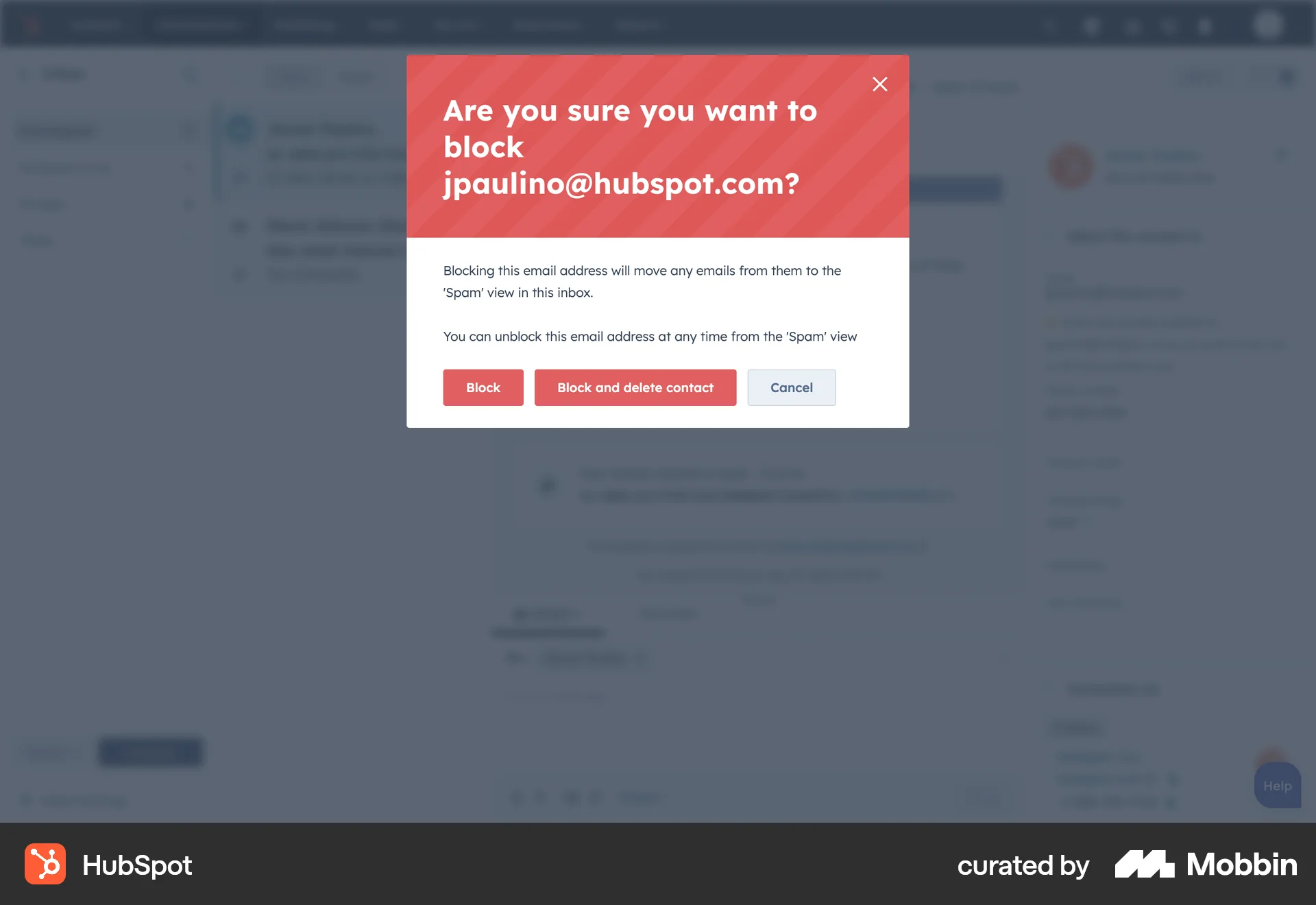HubSpot Web Ban & Block screen