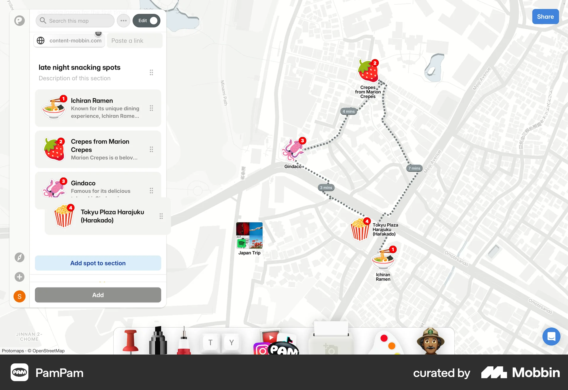 PamPam Web Reorder screen