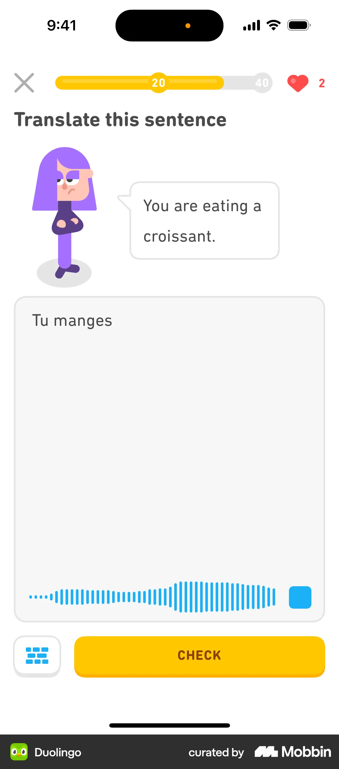 Duolingo iOS Audio & Video Recorder screen