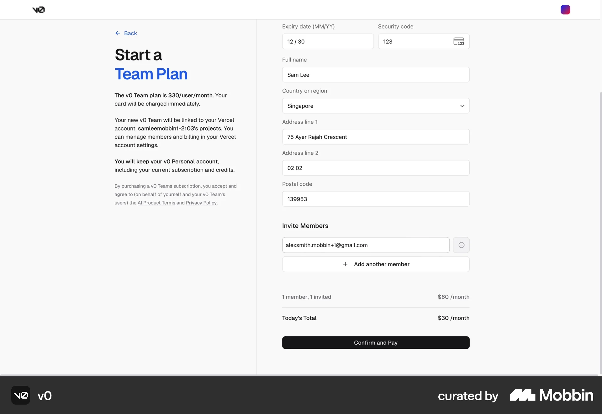 v0 Web Invite Teammates screen