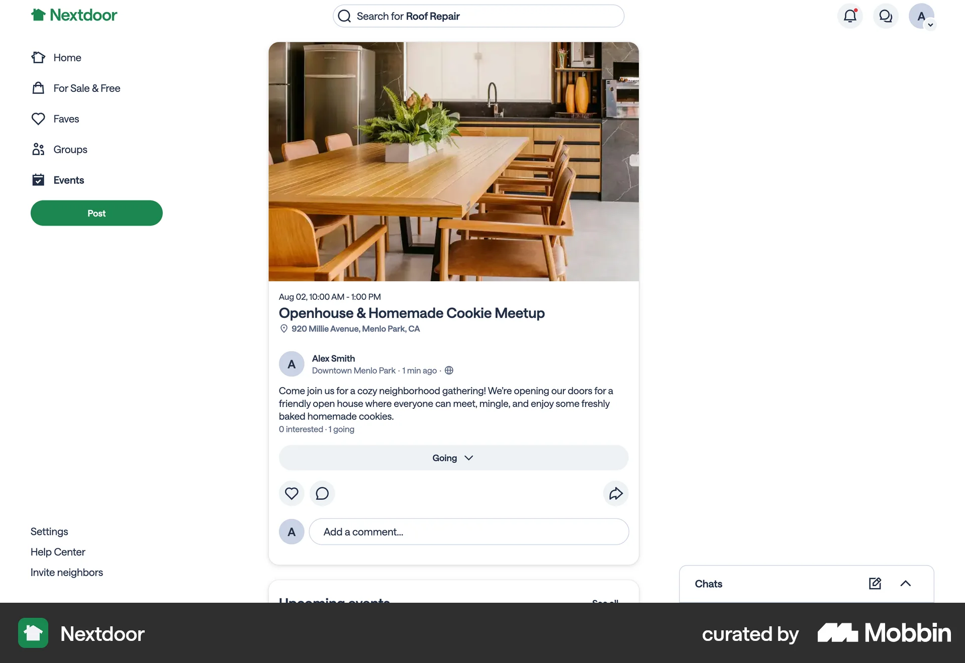 Nextdoor Web Event Detail screen