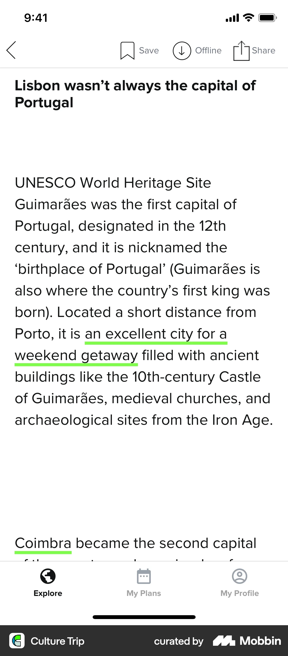 Culture Trip iOS Article Detail screen