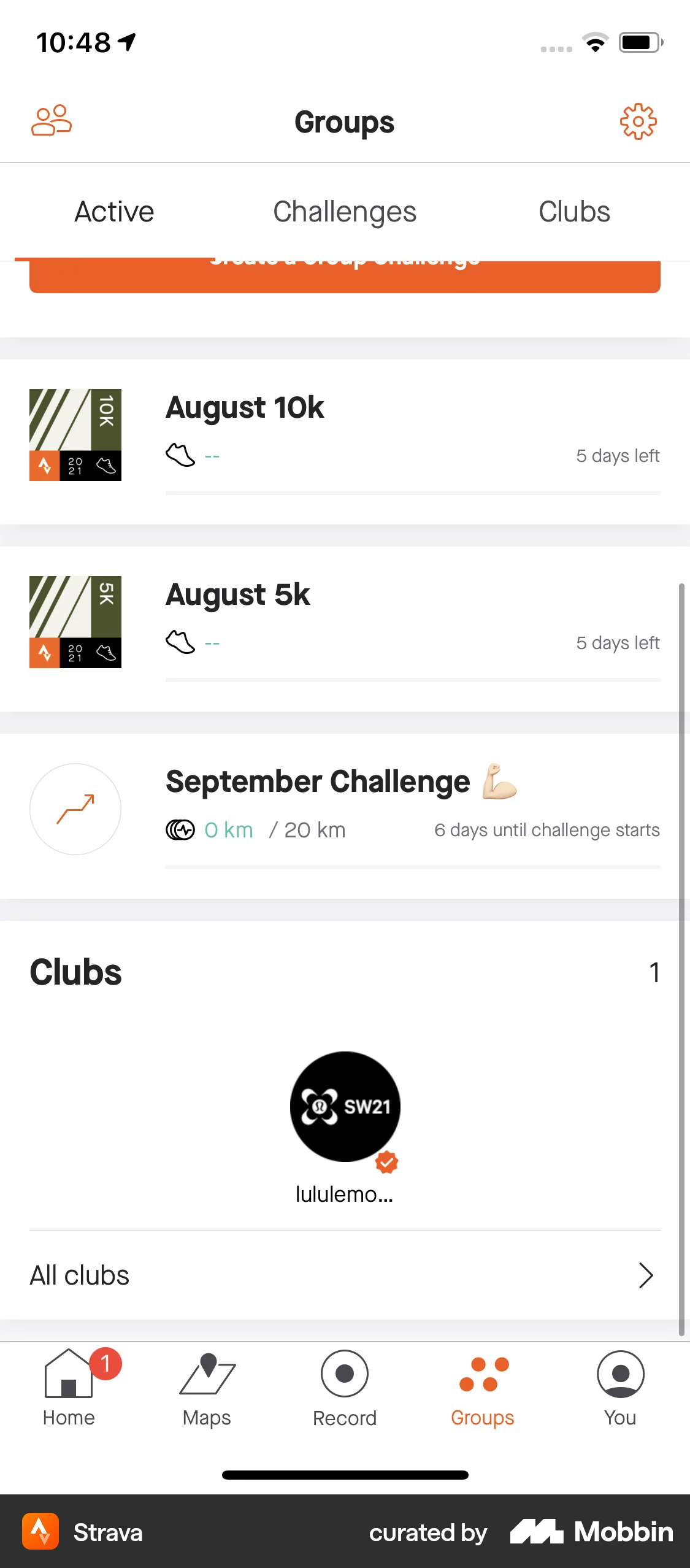 Strava iOS Groups & Community screen