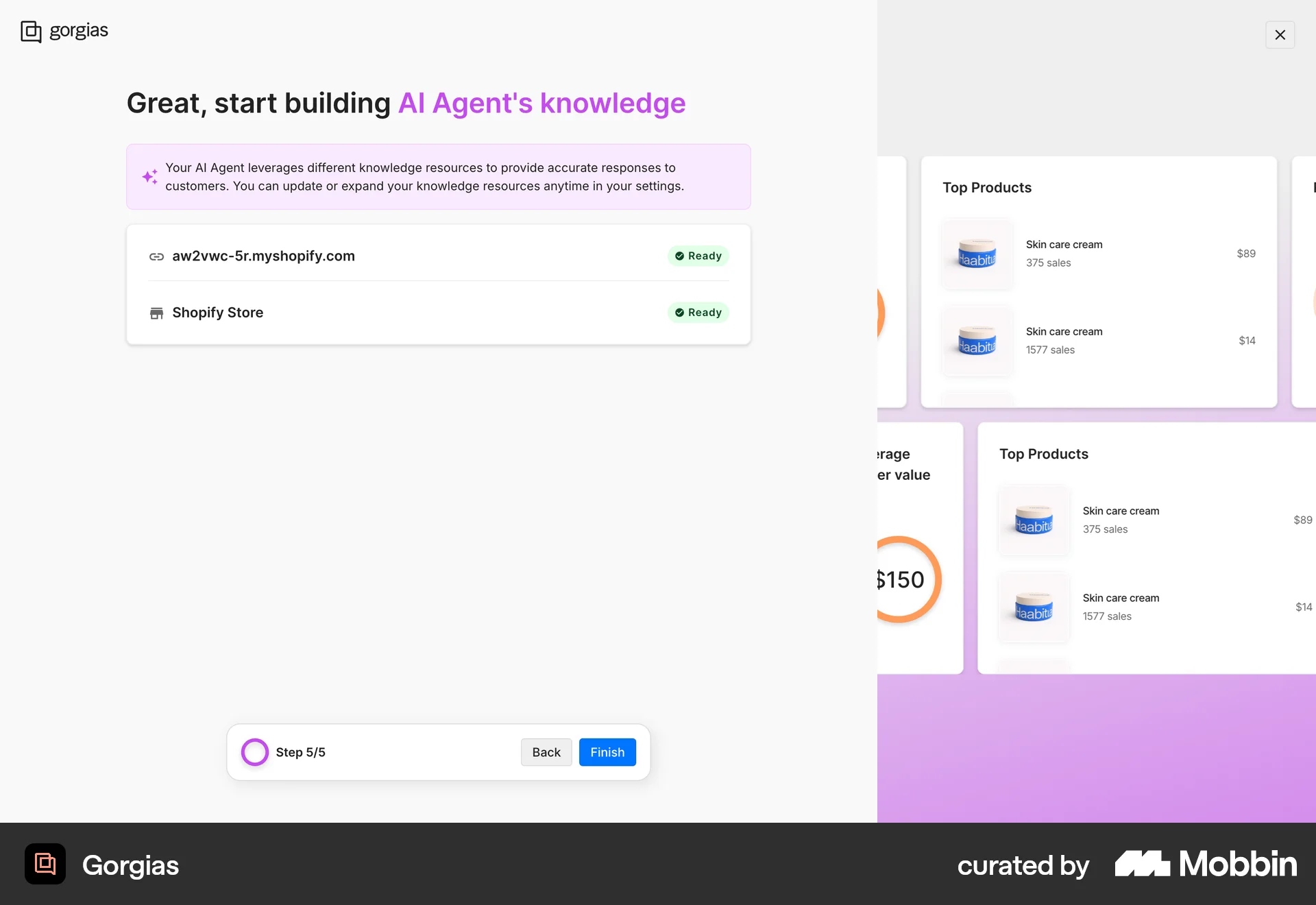 Gorgias Web Wizard UI screen