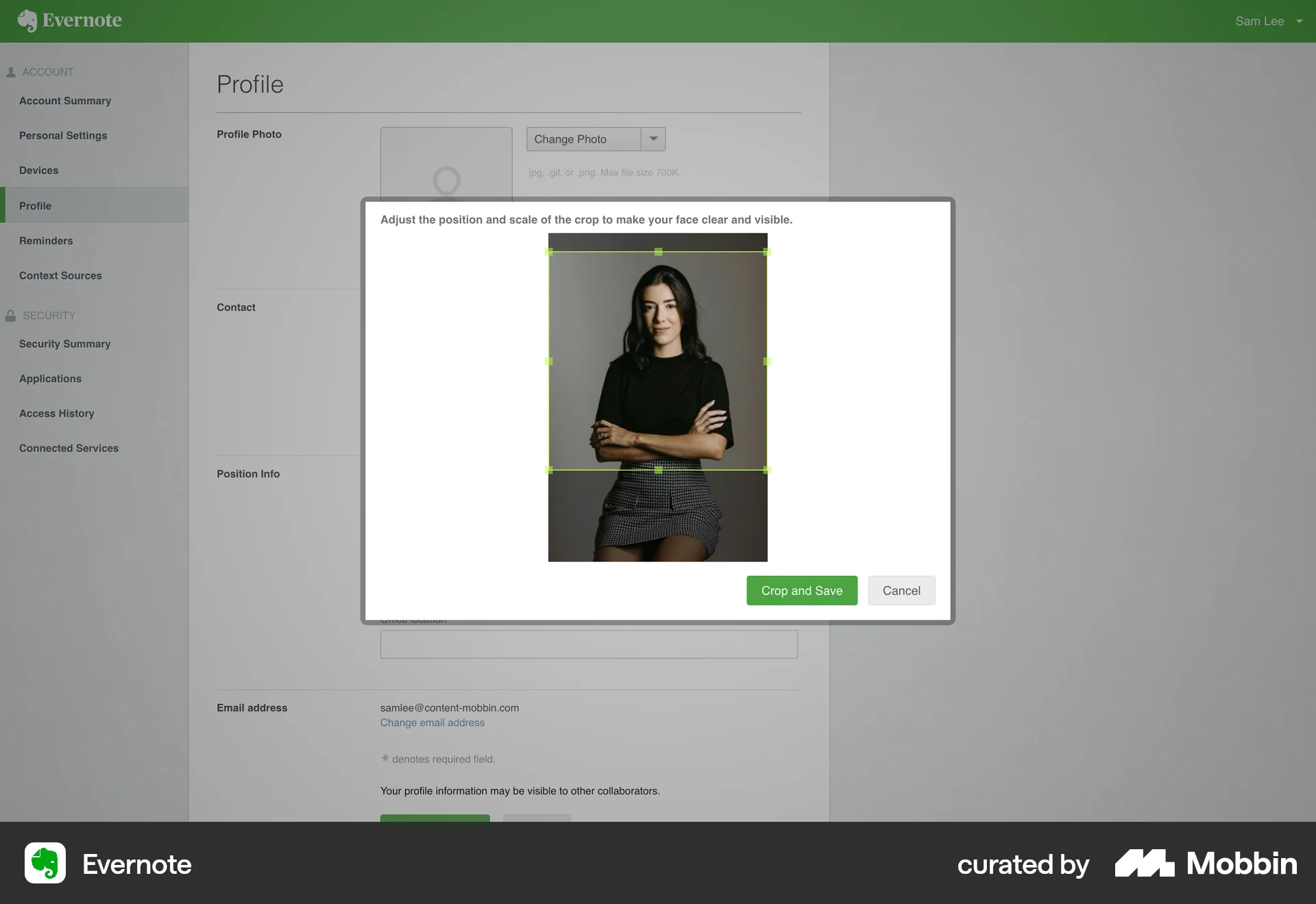 Evernote Web Media Editor screen