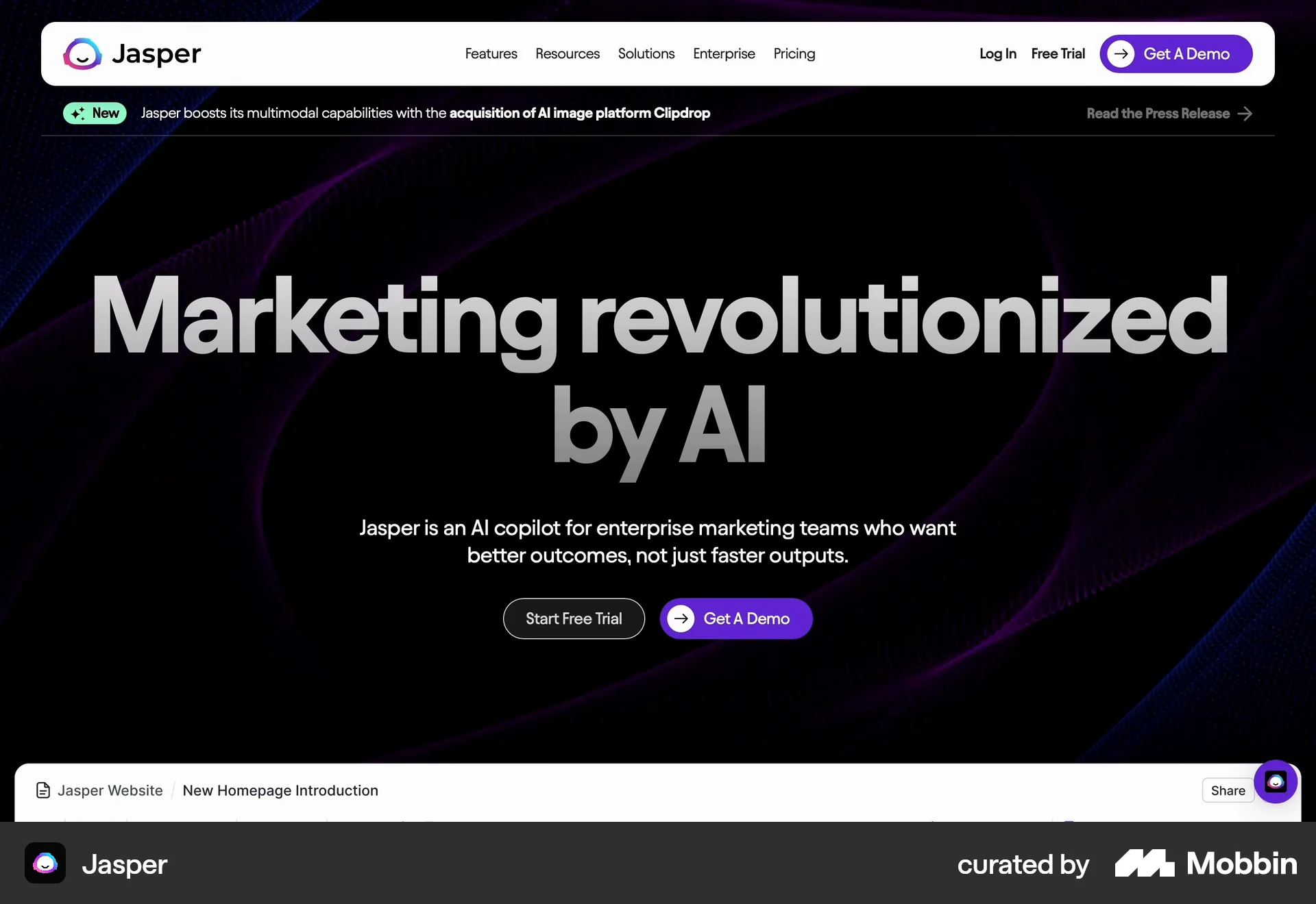 Jasper Web screen containing Floating Action Button UI element