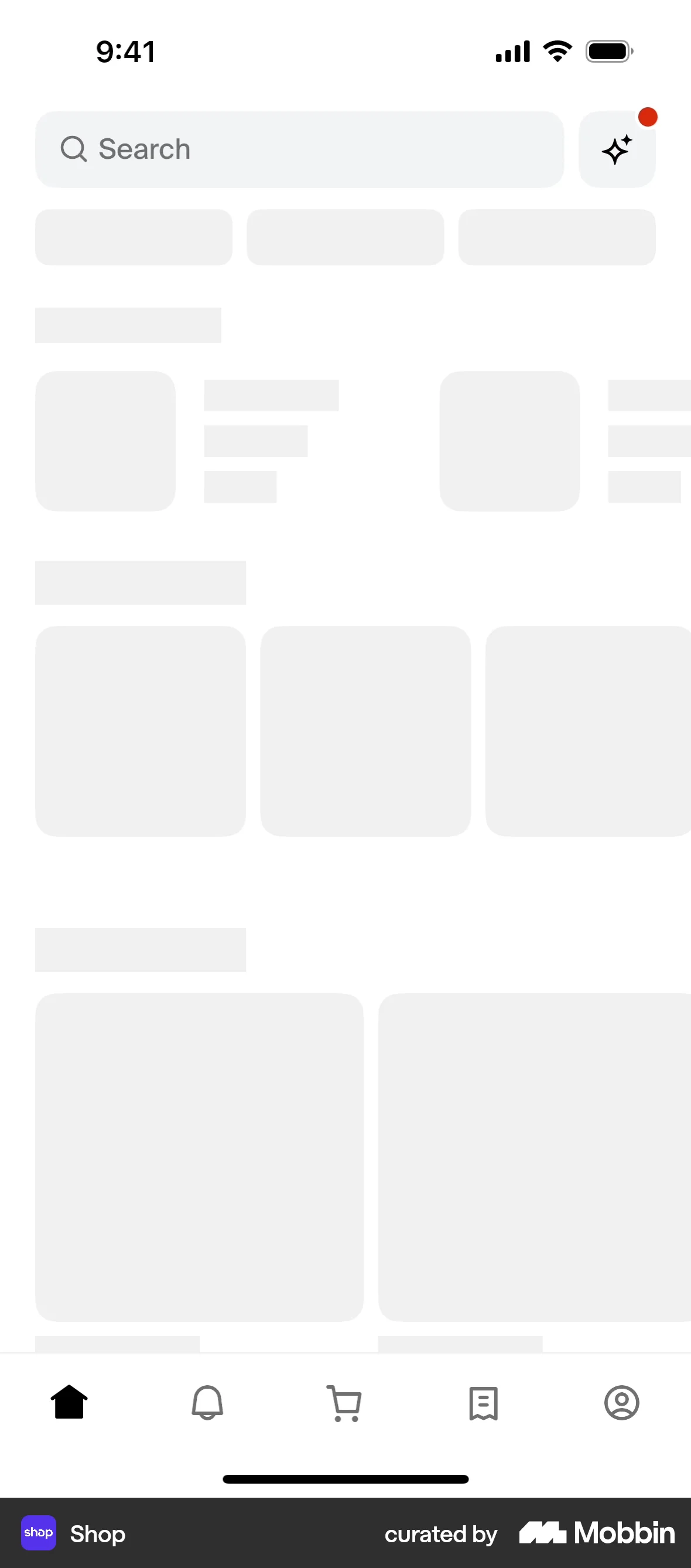 Shop iOS screen containing Skeleton UI element